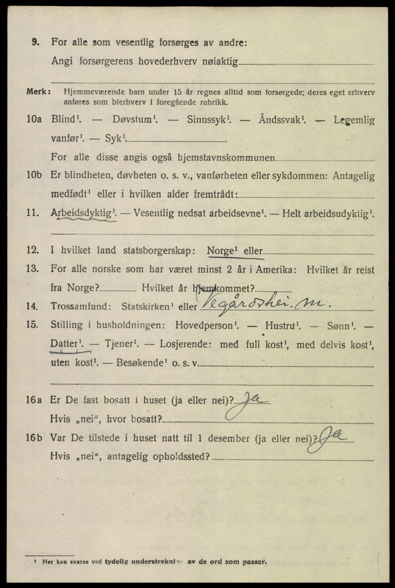 SAK, 1920 census for Dypvåg, 1920, p. 2300