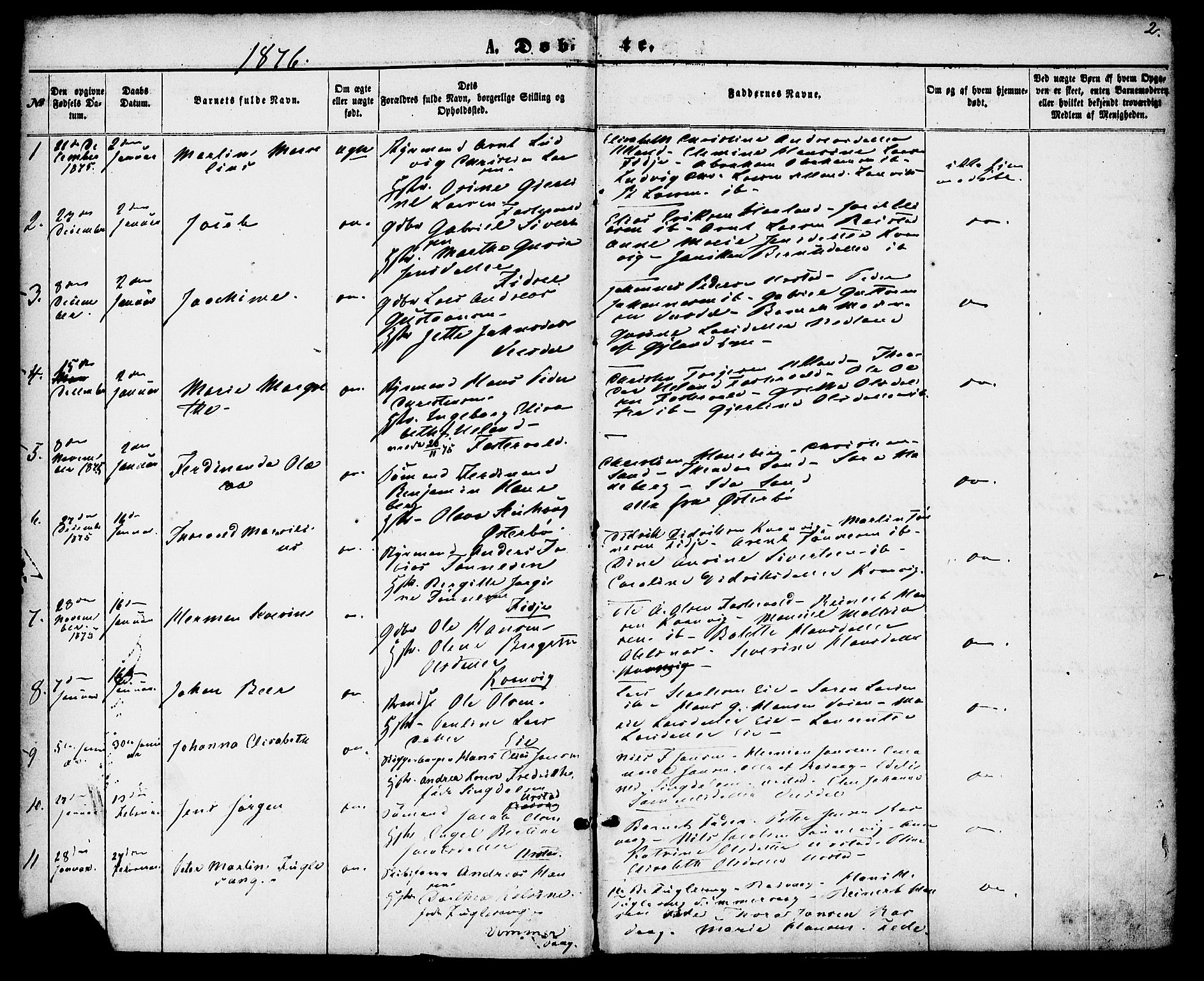 Flekkefjord sokneprestkontor, SAK/1111-0012/F/Fa/Fab/L0005: Parish register (official) no. A 5, 1870-1886, p. 2