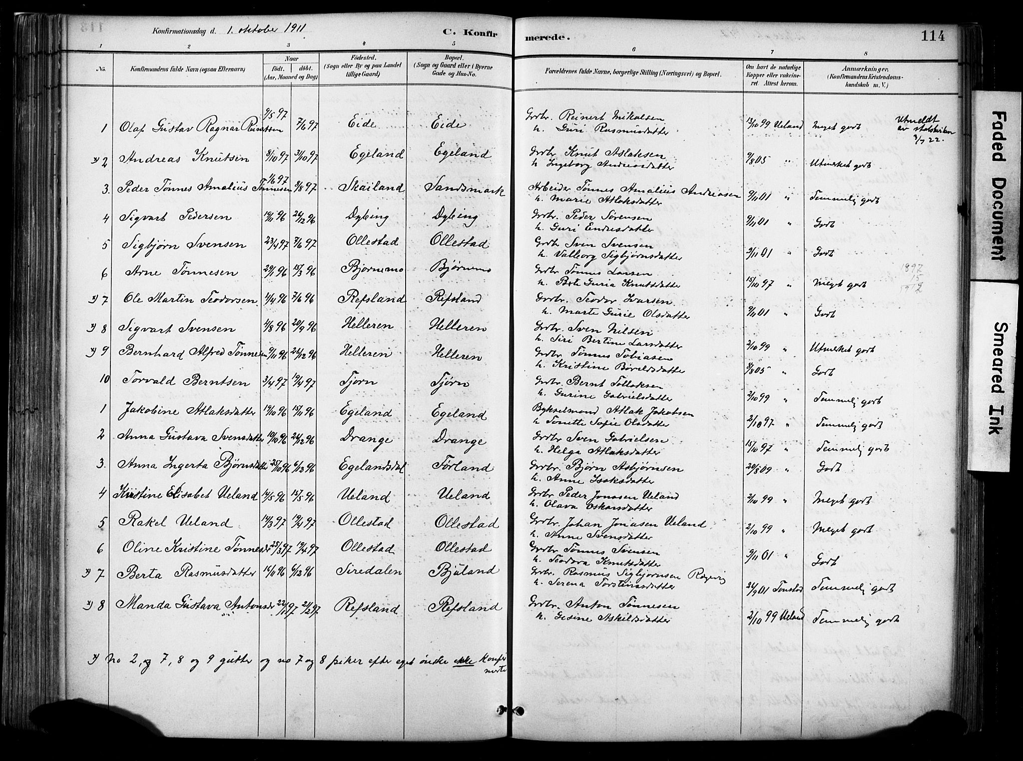 Lund sokneprestkontor, AV/SAST-A-101809/S06/L0012: Parish register (official) no. A 11, 1887-1921, p. 114