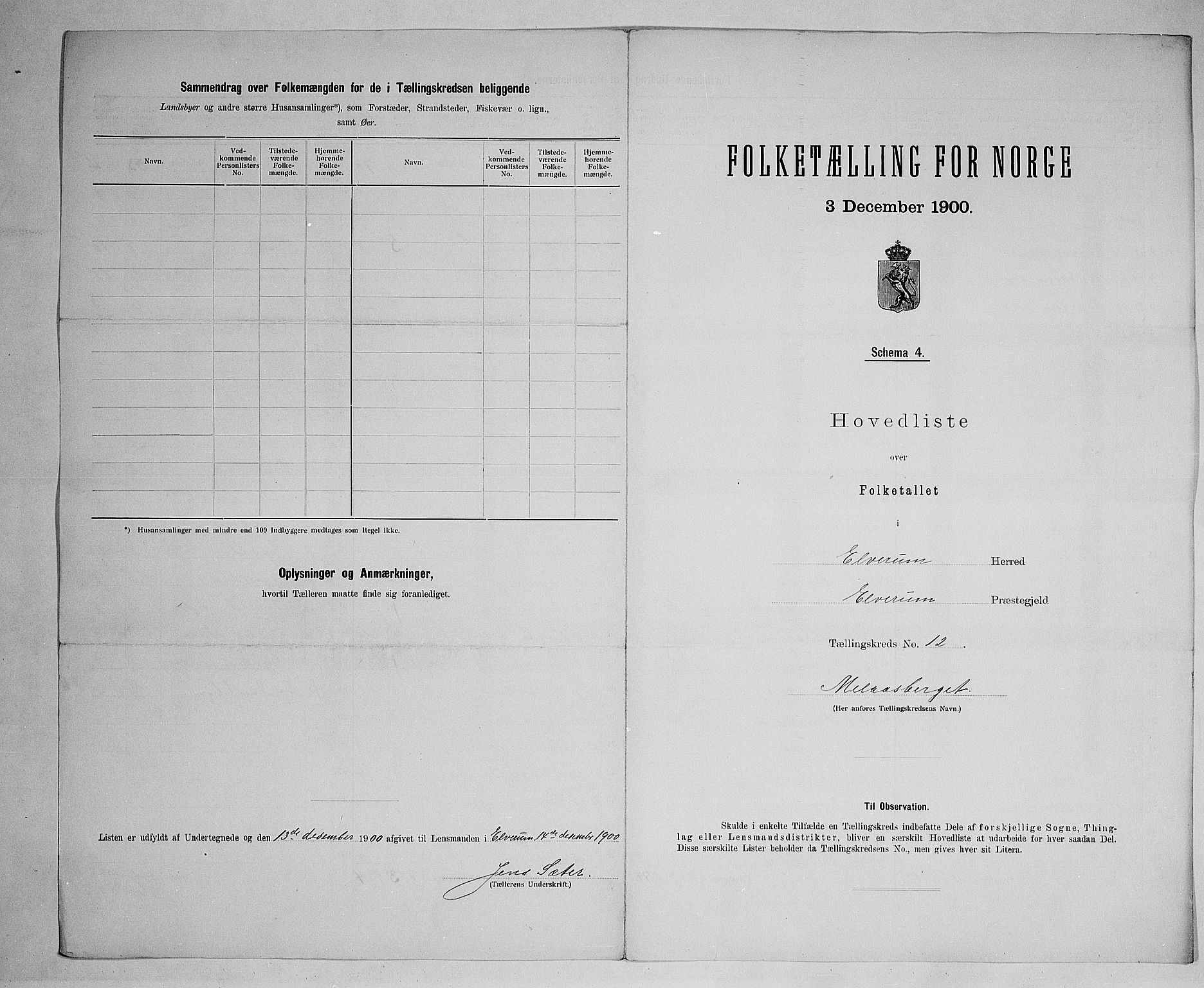 SAH, 1900 census for Elverum, 1900, p. 64