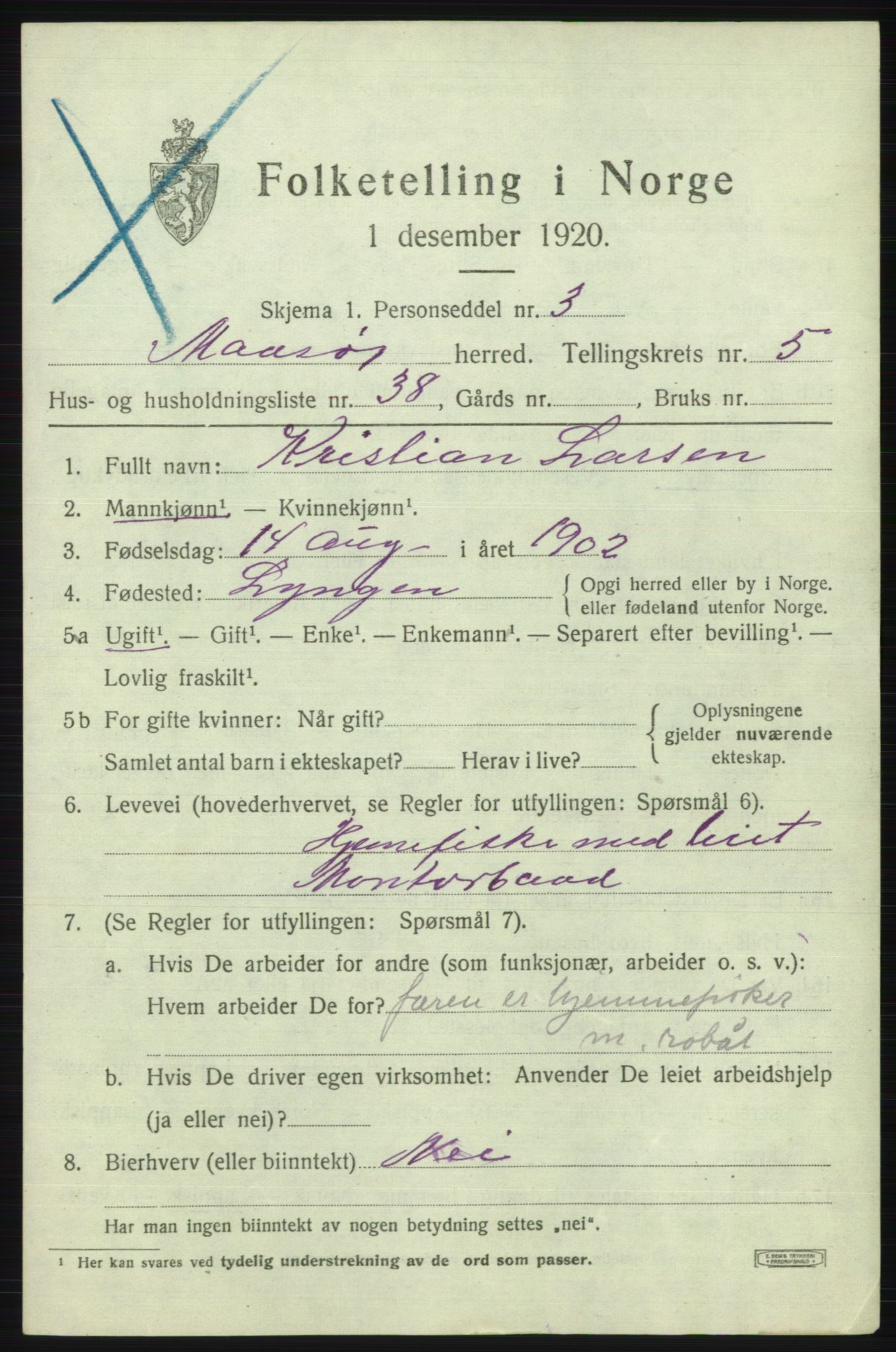 SATØ, 1920 census for Måsøy, 1920, p. 2906