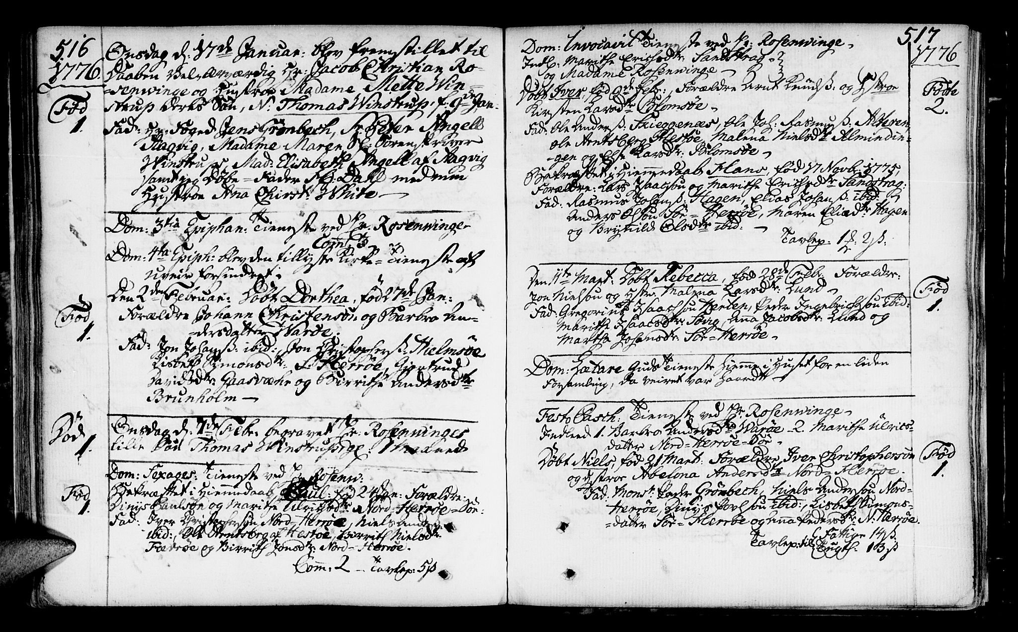 Ministerialprotokoller, klokkerbøker og fødselsregistre - Nordland, SAT/A-1459/817/L0260: Parish register (official) no. 817A02 /2, 1768-1776, p. 516-517