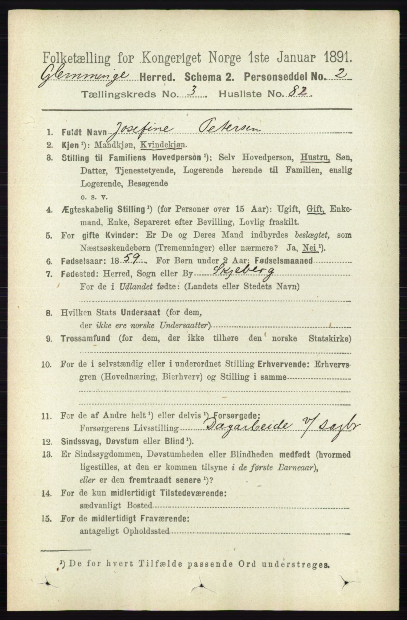 RA, 1891 census for 0132 Glemmen, 1891, p. 2658