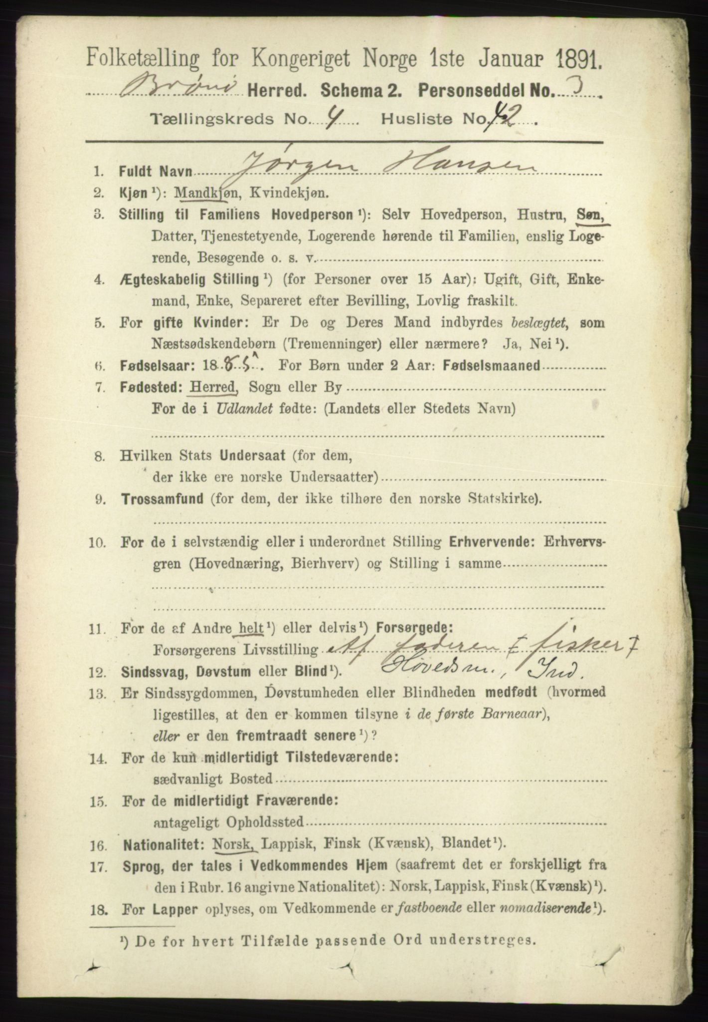 RA, 1891 census for 1814 Brønnøy, 1891, p. 2352