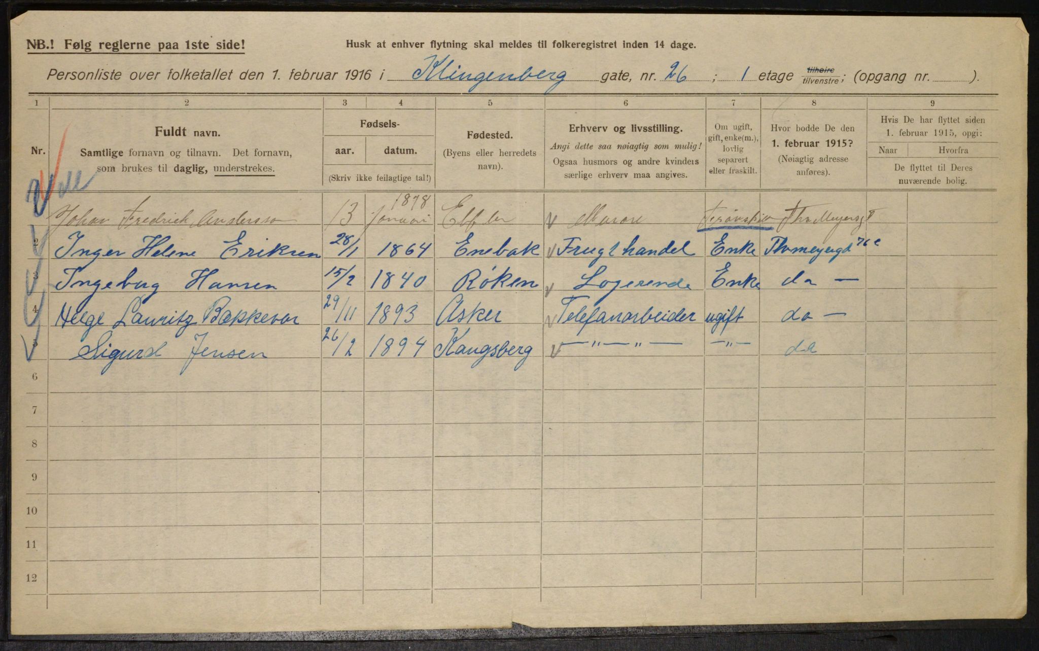 OBA, Municipal Census 1916 for Kristiania, 1916, p. 53191