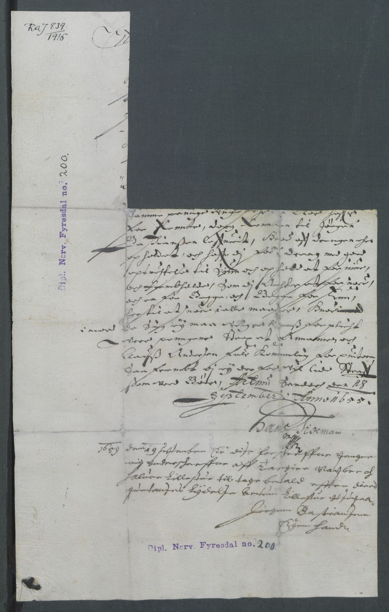 Riksarkivets diplomsamling, RA/EA-5965/F02/L0166: Dokumenter, 1654-1656, p. 161