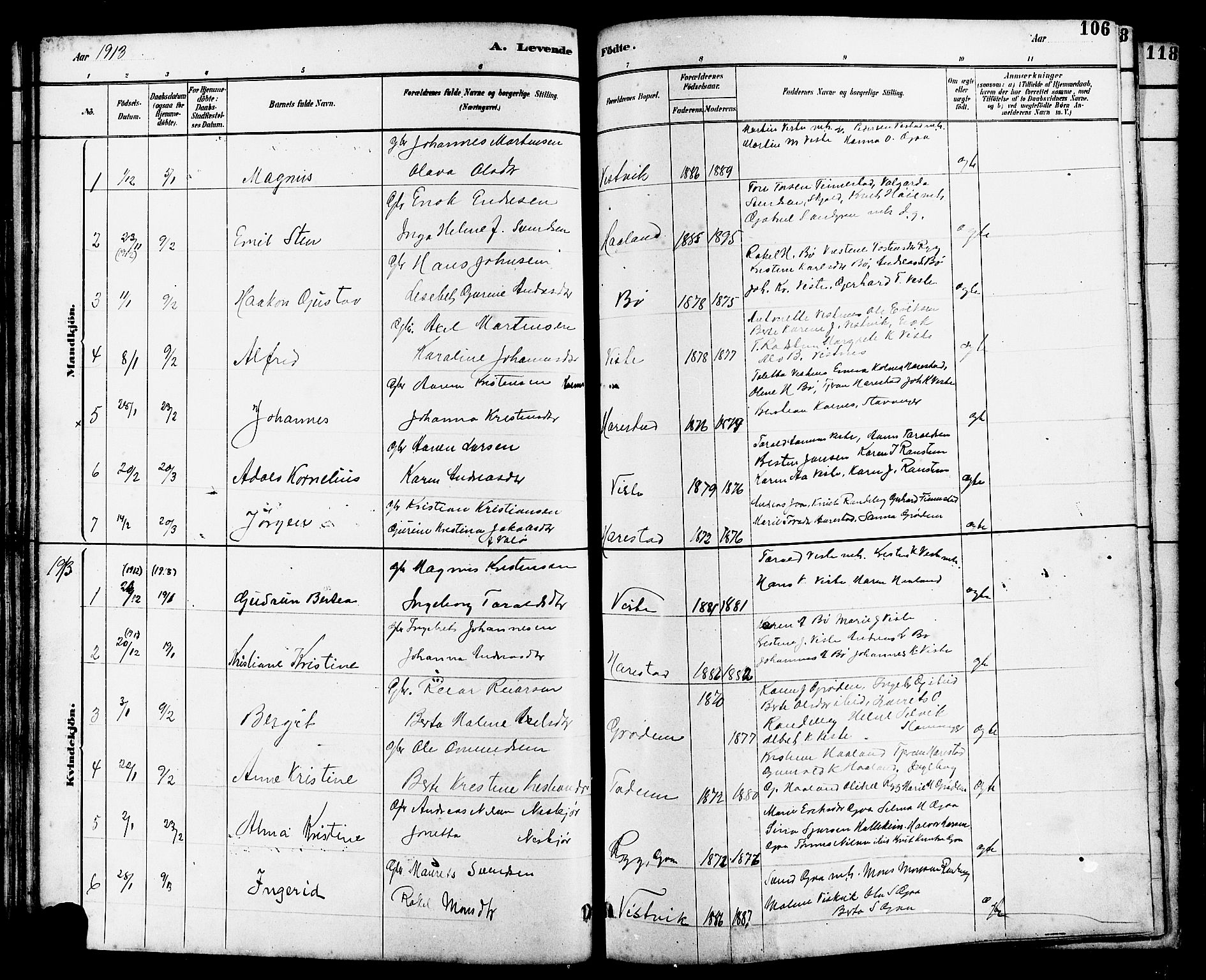 Hetland sokneprestkontor, SAST/A-101826/30/30BB/L0006: Parish register (copy) no. B 6, 1878-1921, p. 106
