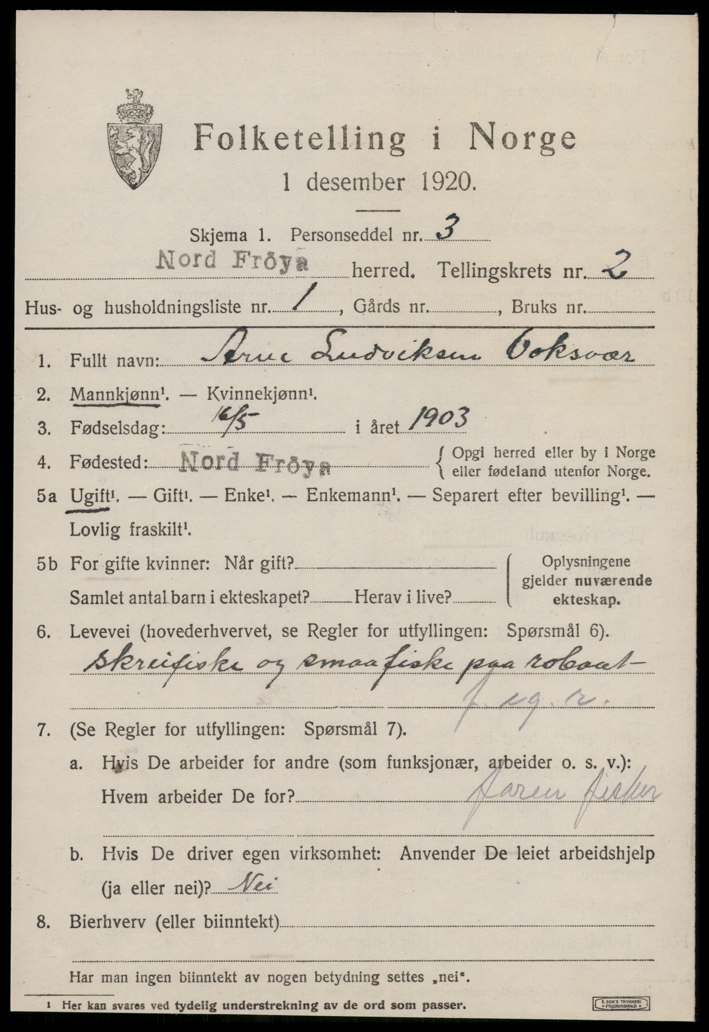 SAT, 1920 census for Nord-Frøya, 1920, p. 4561