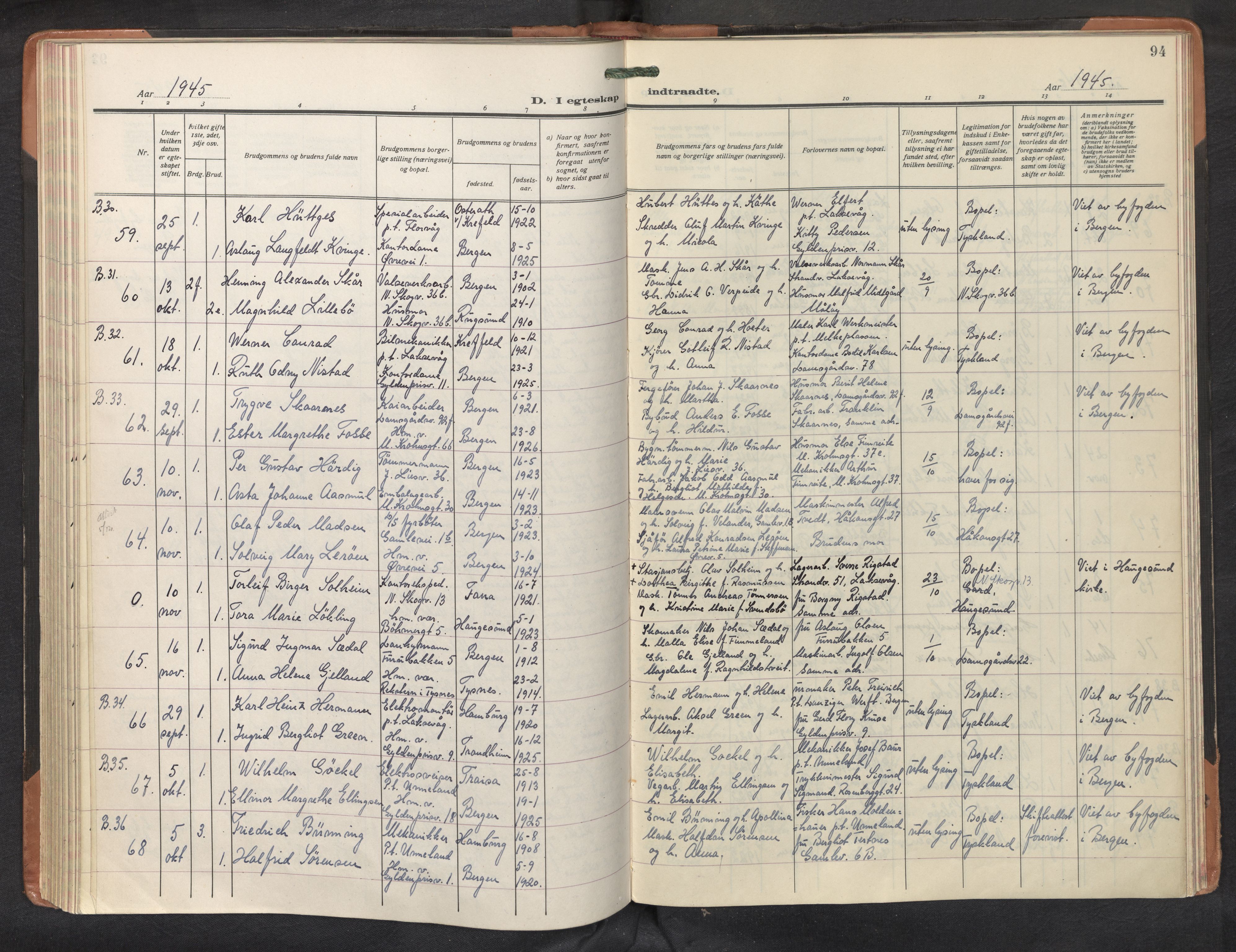 St. Markus sokneprestembete, AV/SAB-A-99935: Parish register (official) no. C 1, 1924-1947, p. 93b-94a