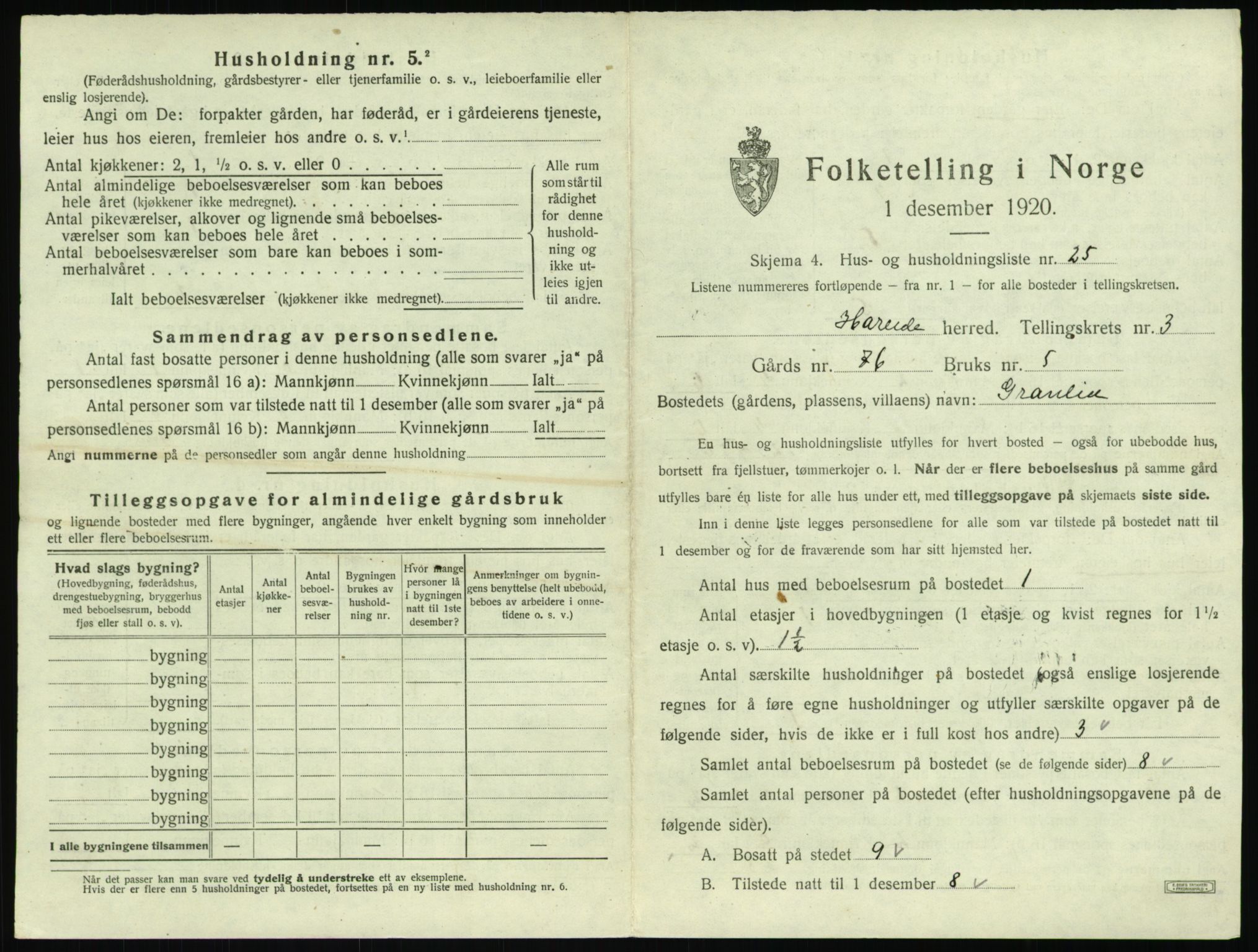 SAT, 1920 census for Hareid, 1920, p. 203