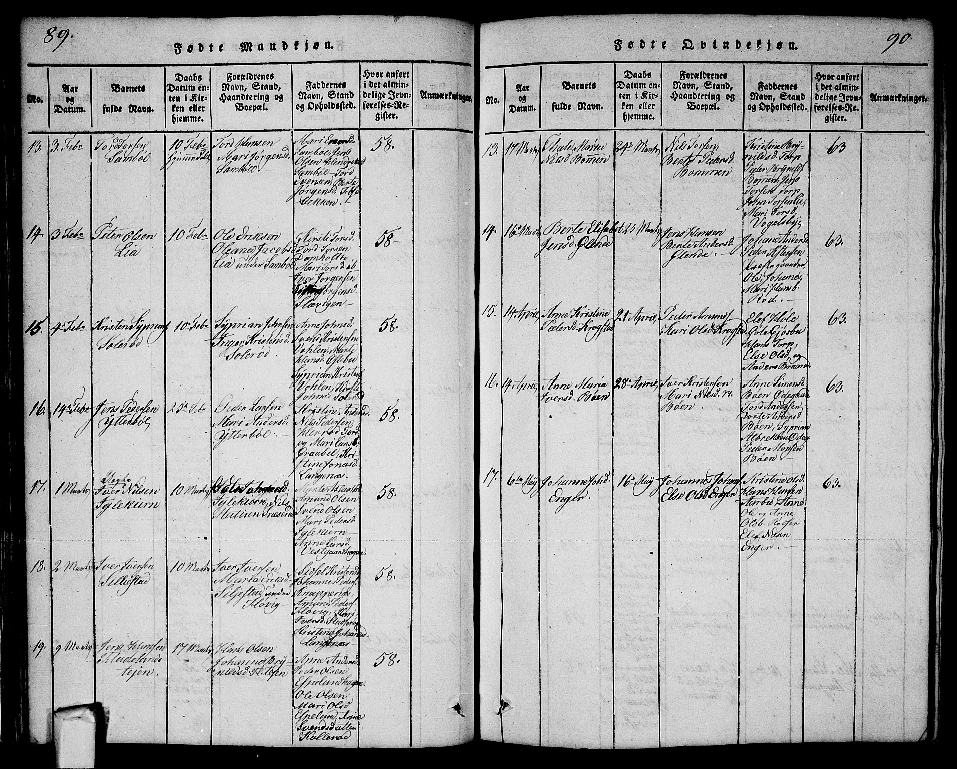 Aremark prestekontor Kirkebøker, SAO/A-10899/G/Ga/L0001: Parish register (copy) no.  I 1, 1814-1834, p. 89-90
