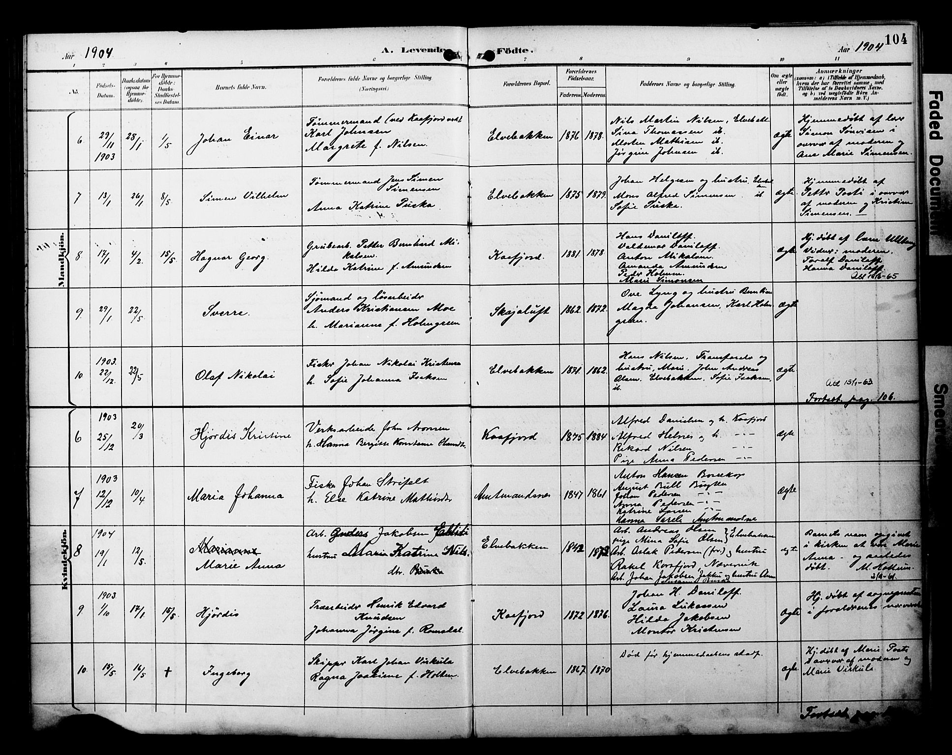 Alta sokneprestkontor, SATØ/S-1338/H/Ha/L0003.kirke: Parish register (official) no. 3, 1892-1904, p. 104
