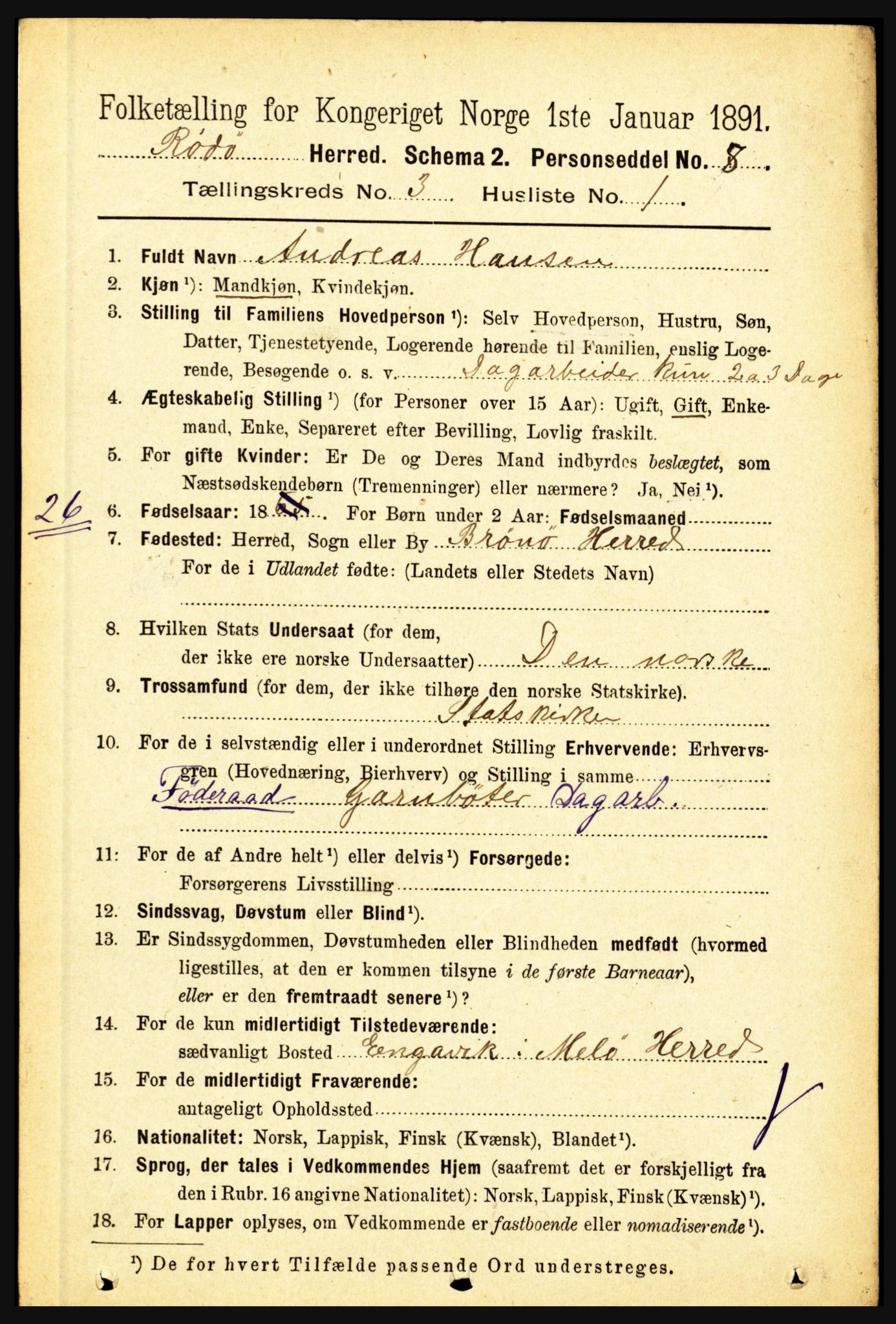 RA, 1891 census for 1836 Rødøy, 1891, p. 831