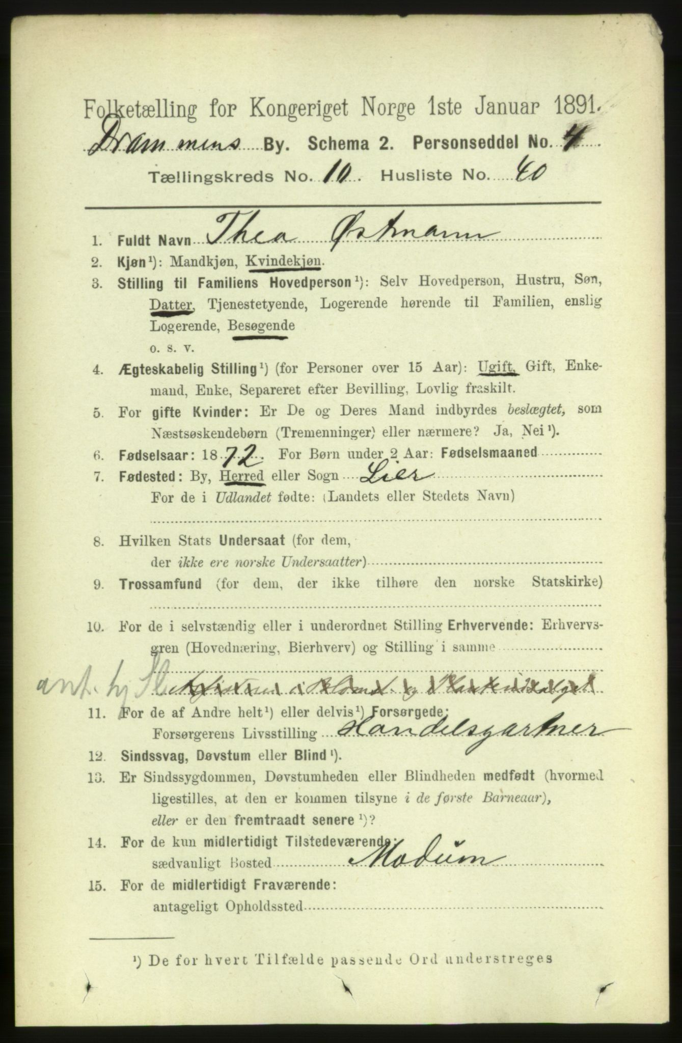 RA, 1891 census for 0602 Drammen, 1891, p. 8322