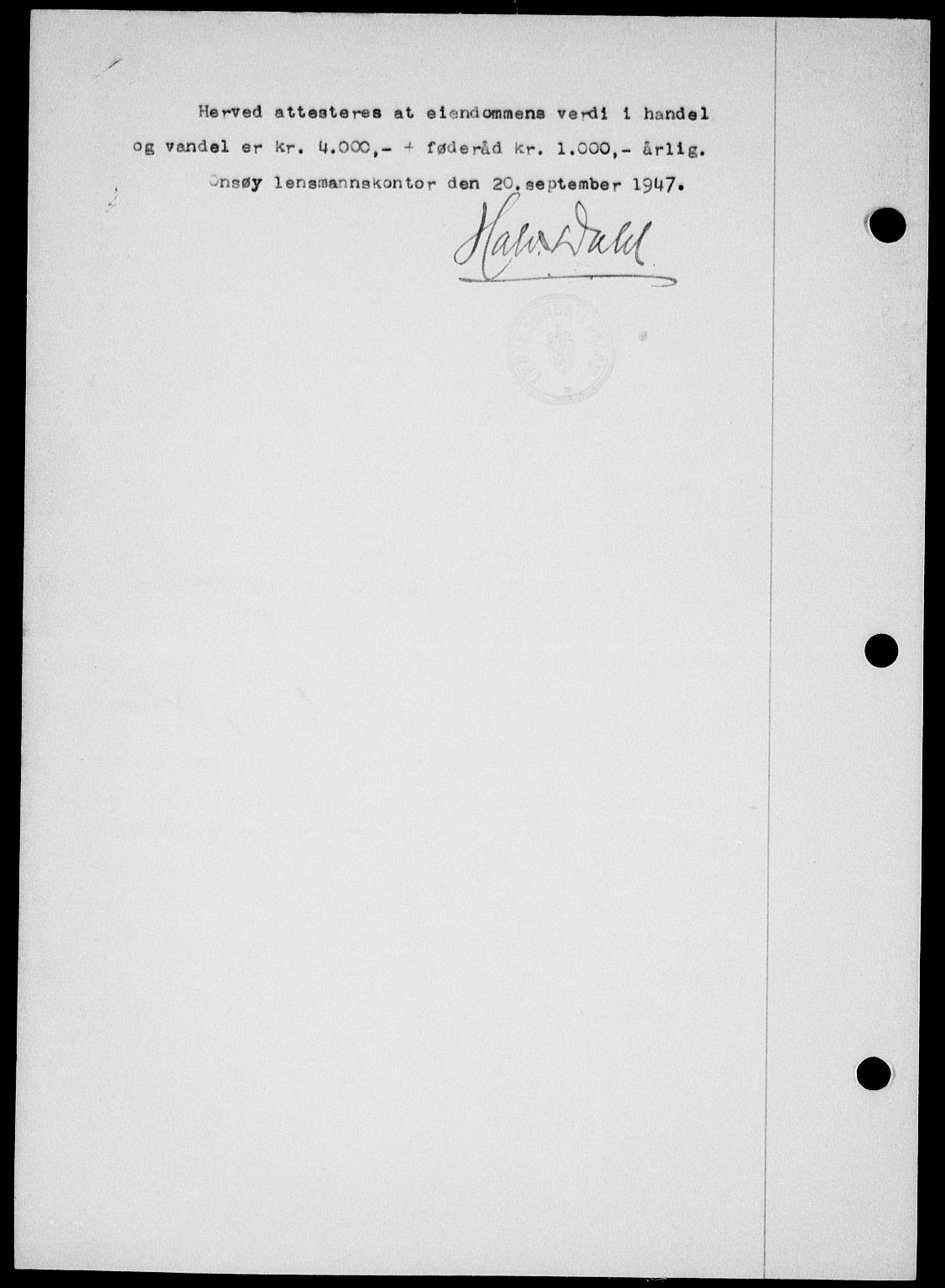 Onsøy sorenskriveri, SAO/A-10474/G/Ga/Gab/L0021: Mortgage book no. II A-21, 1947-1947, Diary no: : 2688/1947