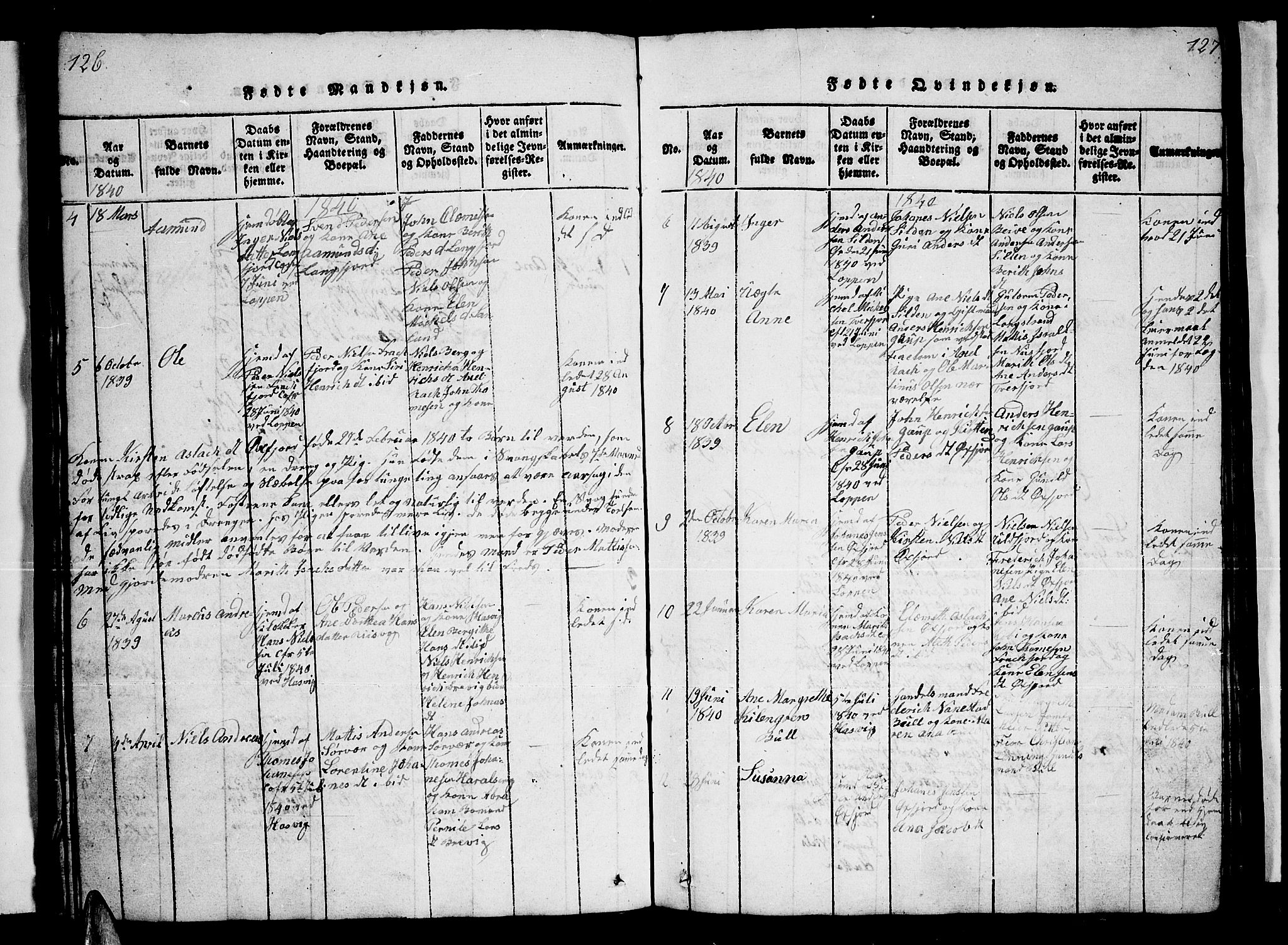 Loppa sokneprestkontor, SATØ/S-1339/H/Hb/L0001klokker: Parish register (copy) no. 1, 1820-1849, p. 126-127