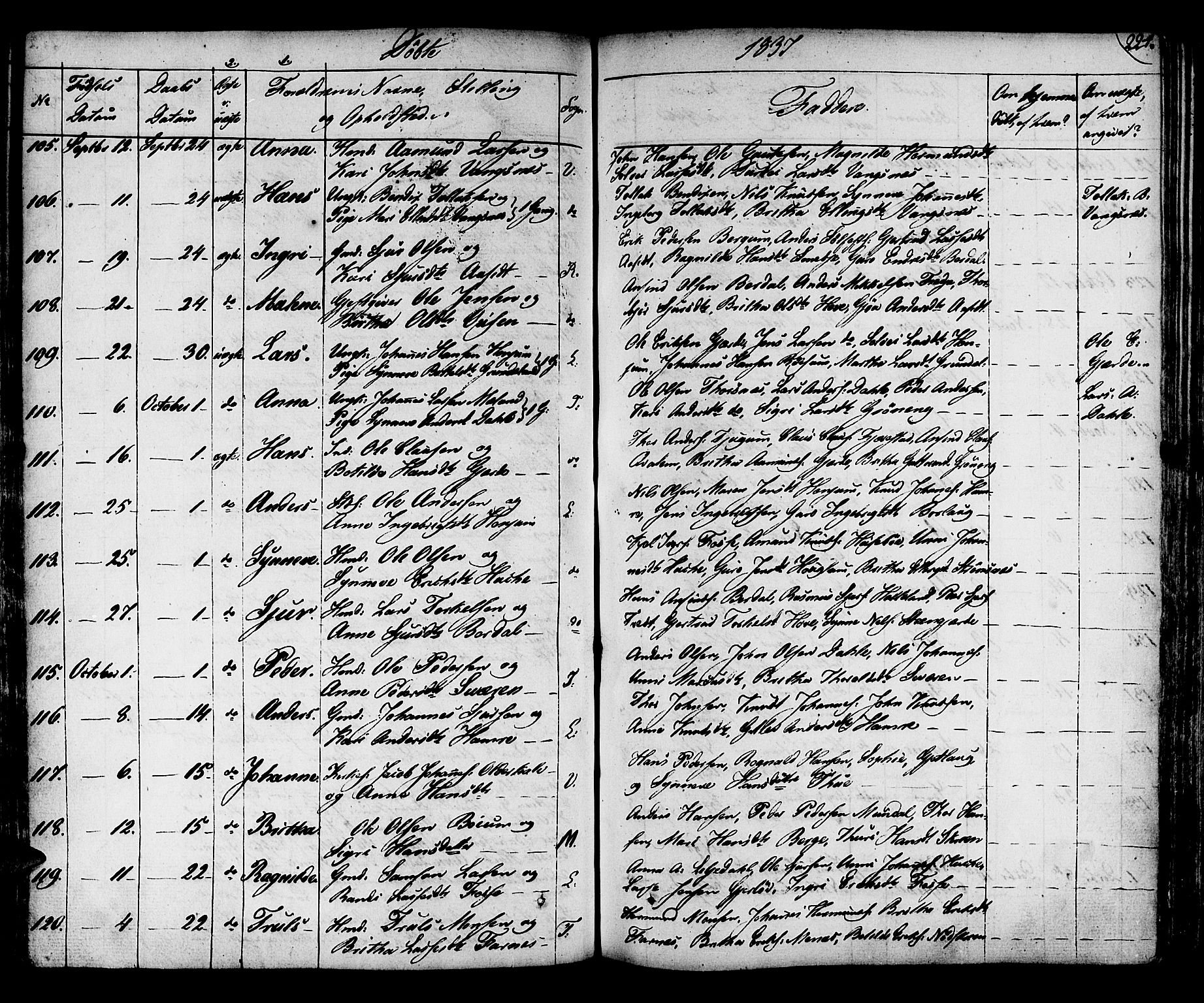 Leikanger sokneprestembete, AV/SAB-A-81001/H/Haa/Haaa/L0006: Parish register (official) no. A 6, 1810-1838, p. 224