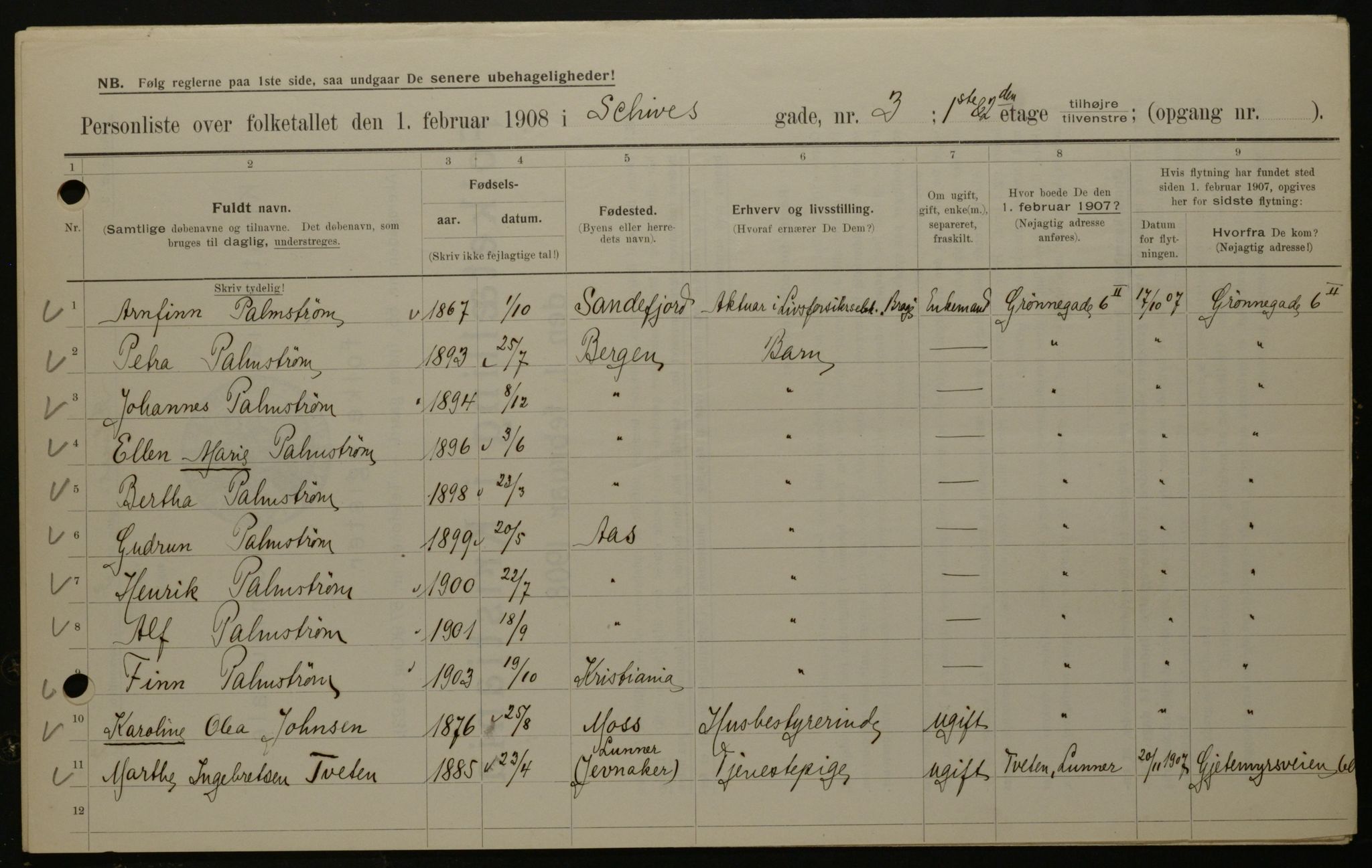 OBA, Municipal Census 1908 for Kristiania, 1908, p. 80729