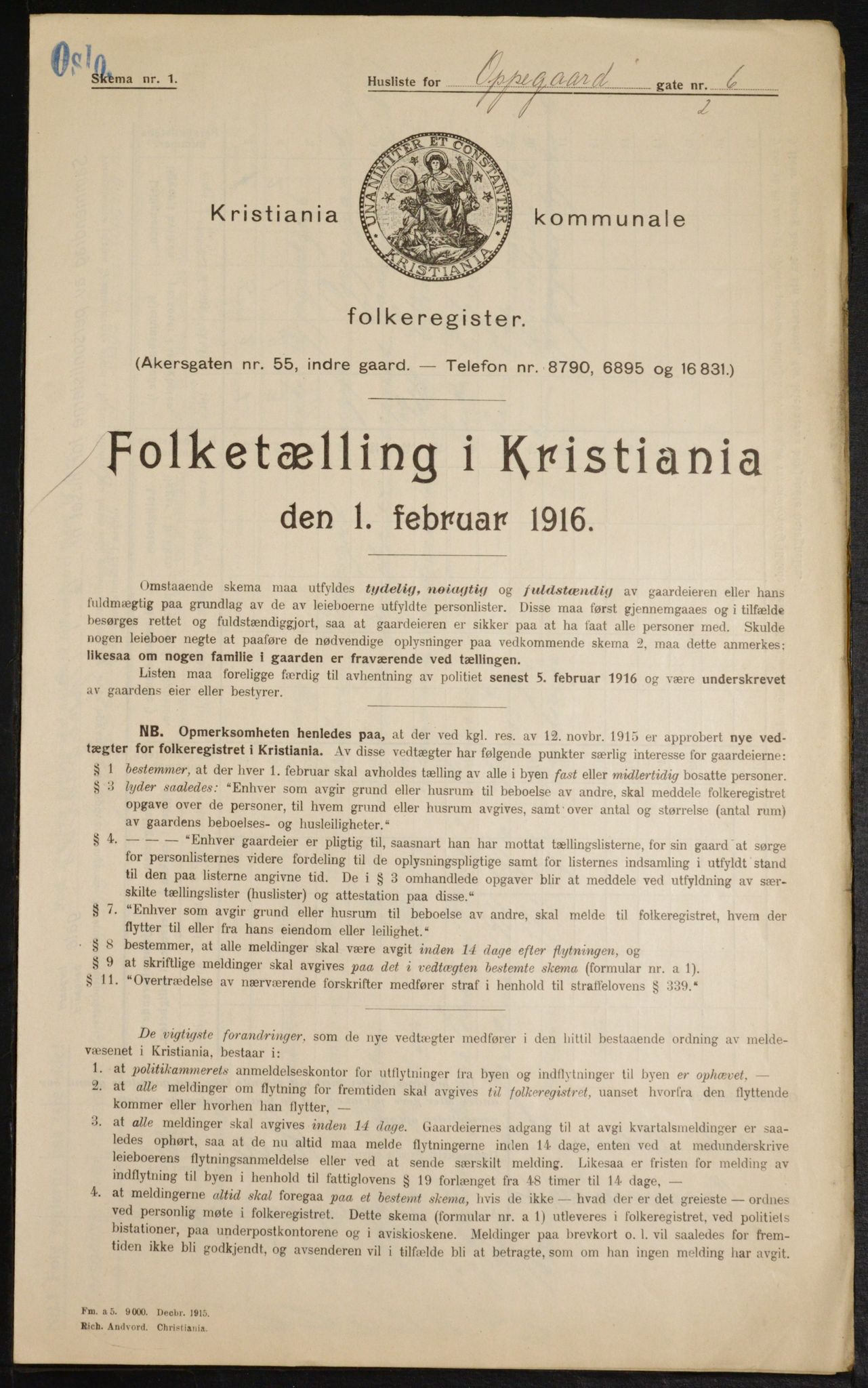 OBA, Municipal Census 1916 for Kristiania, 1916, p. 77634