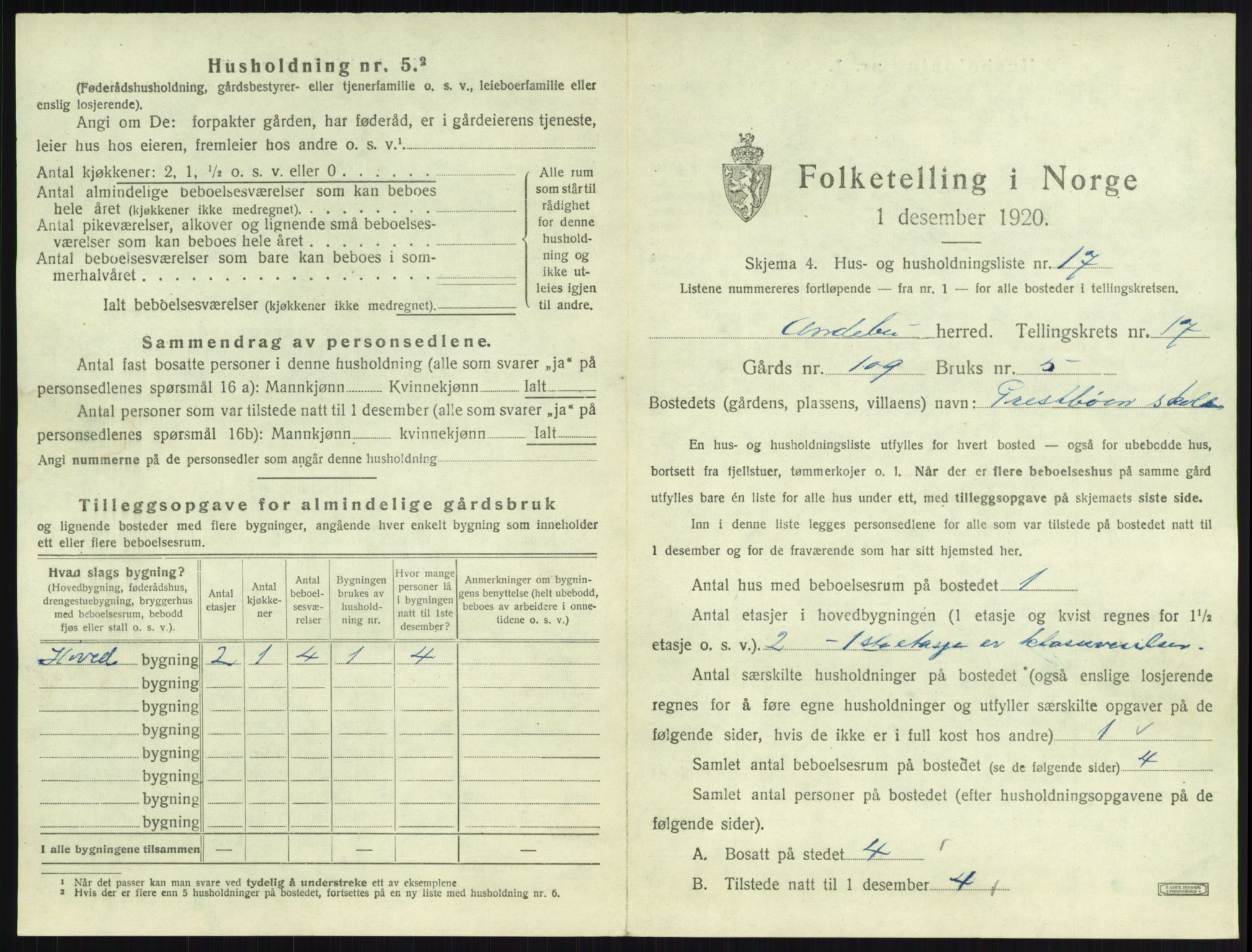 SAKO, 1920 census for Andebu, 1920, p. 949