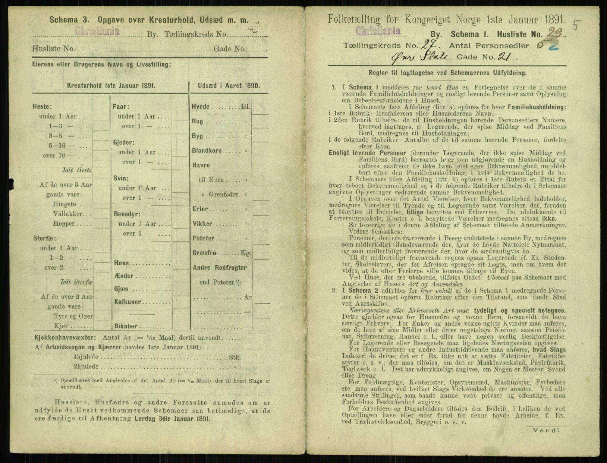 RA, 1891 census for 0301 Kristiania, 1891, p. 13696