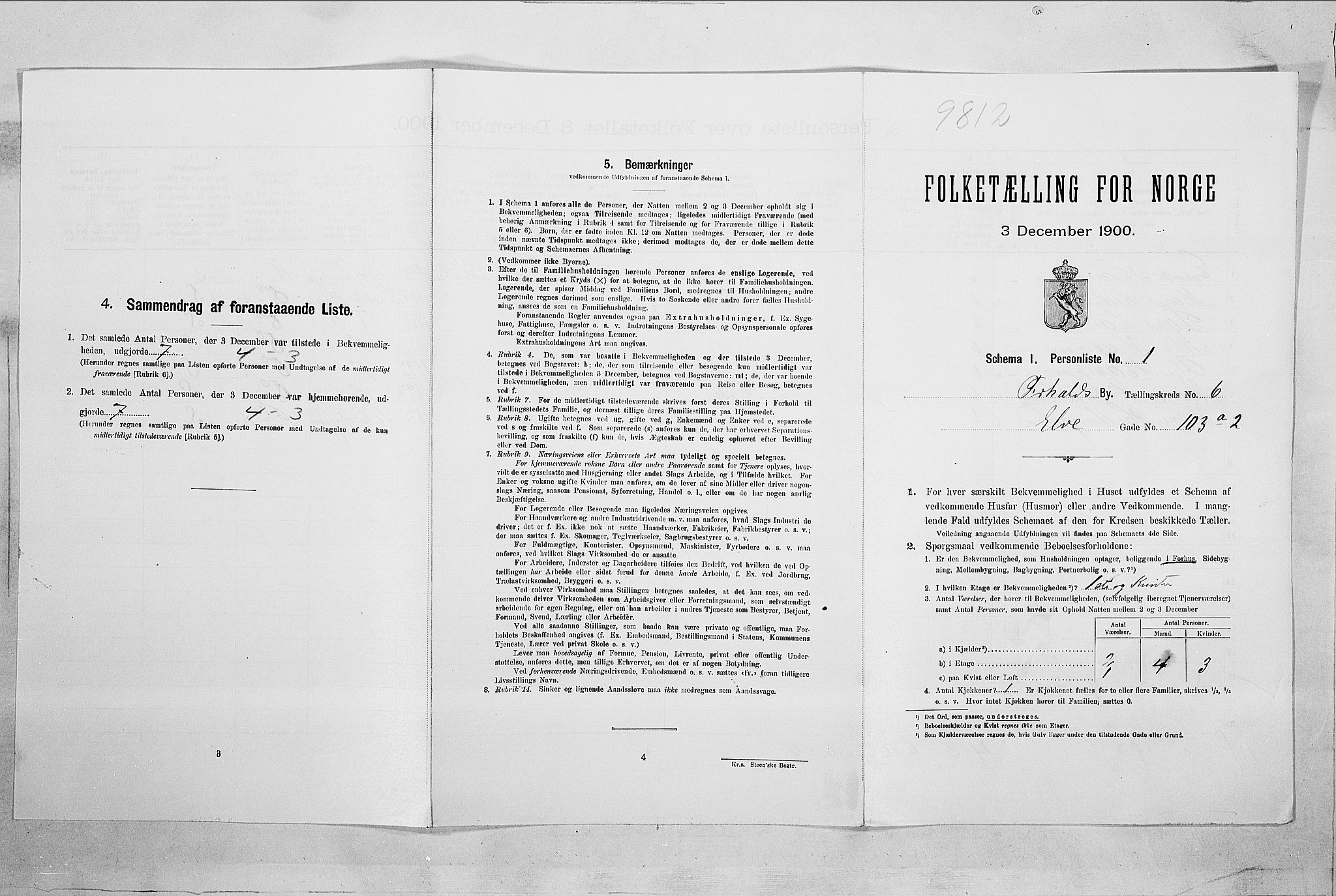 SAO, 1900 census for Fredrikshald, 1900