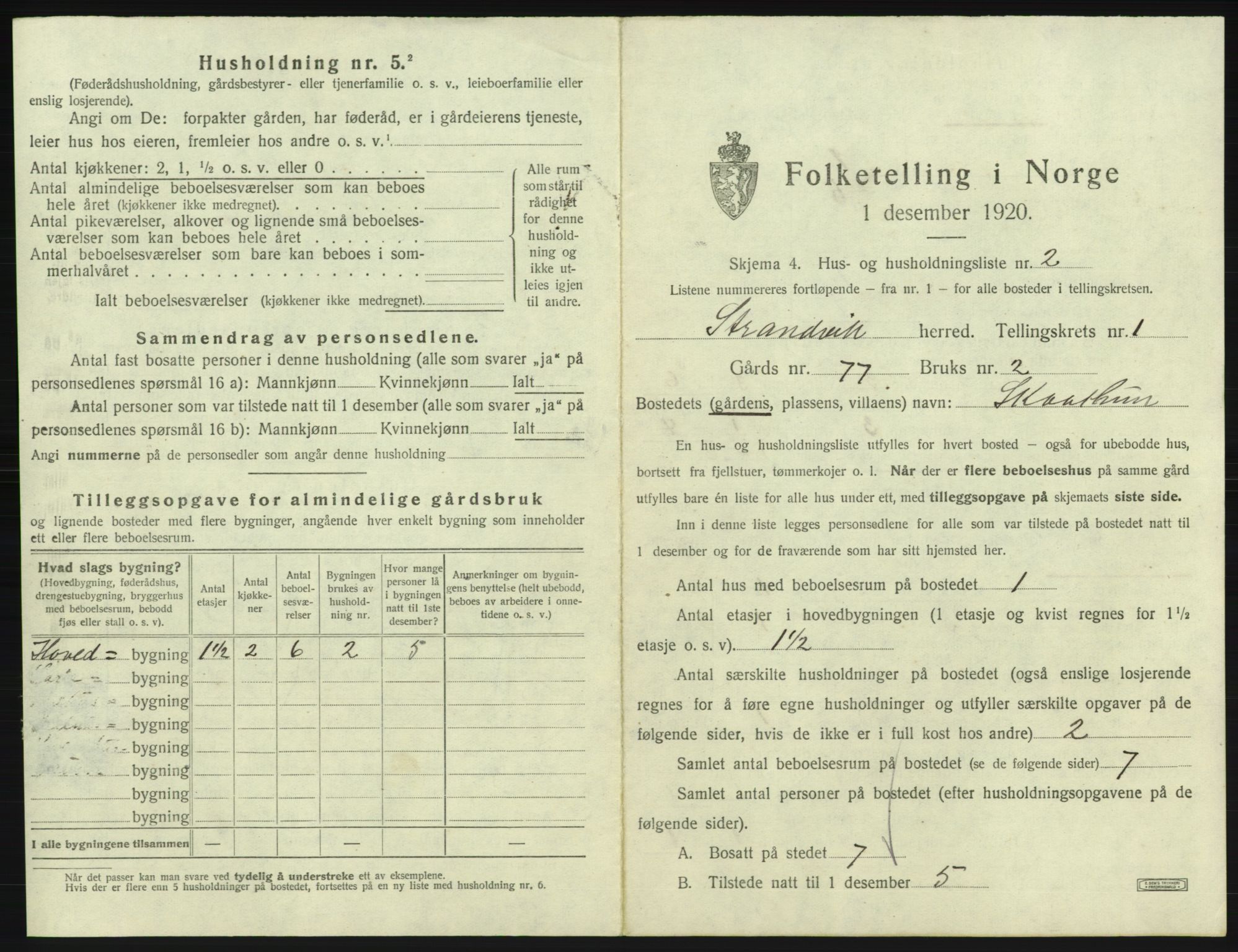 SAB, 1920 census for Strandvik, 1920, p. 30