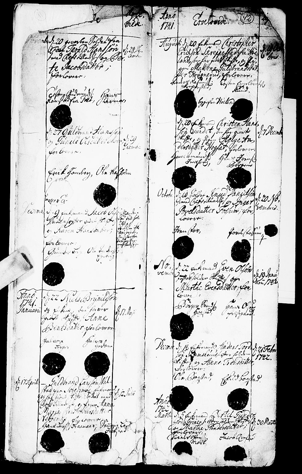 Aurskog prestekontor Kirkebøker, AV/SAO-A-10304a/F/Fa/L0002: Parish register (official) no. I 2, 1735-1766, p. 12