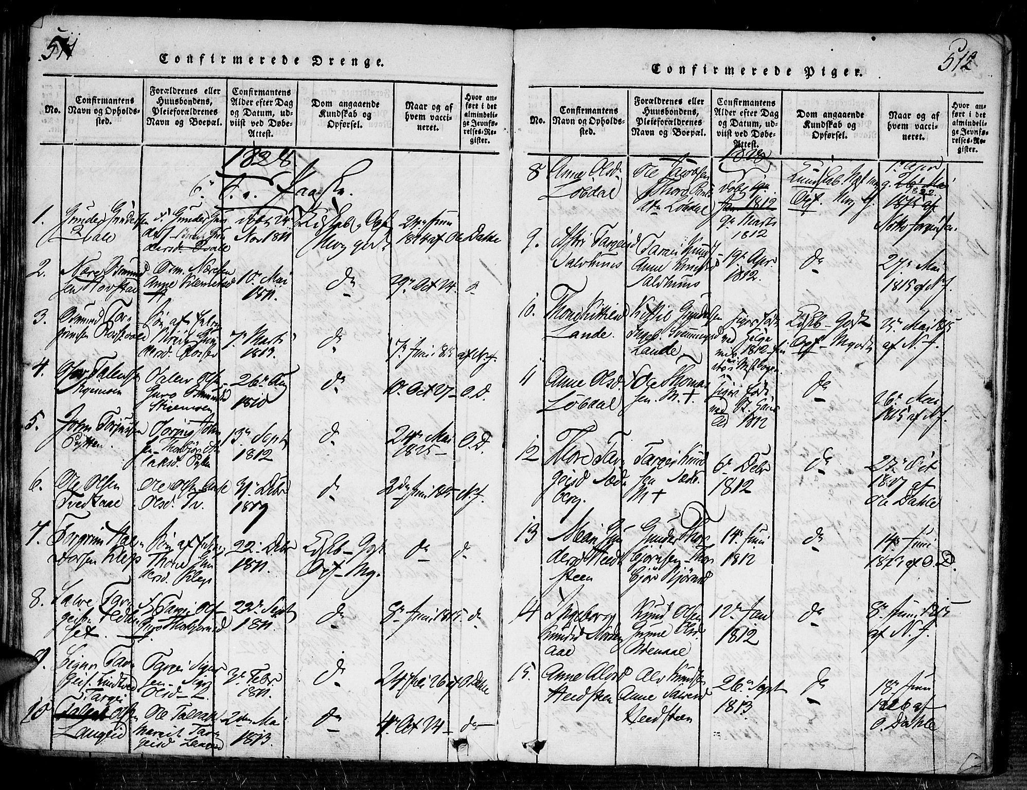 Bygland sokneprestkontor, SAK/1111-0006/F/Fa/Fab/L0003: Parish register (official) no. A 3, 1816-1841, p. 511-512