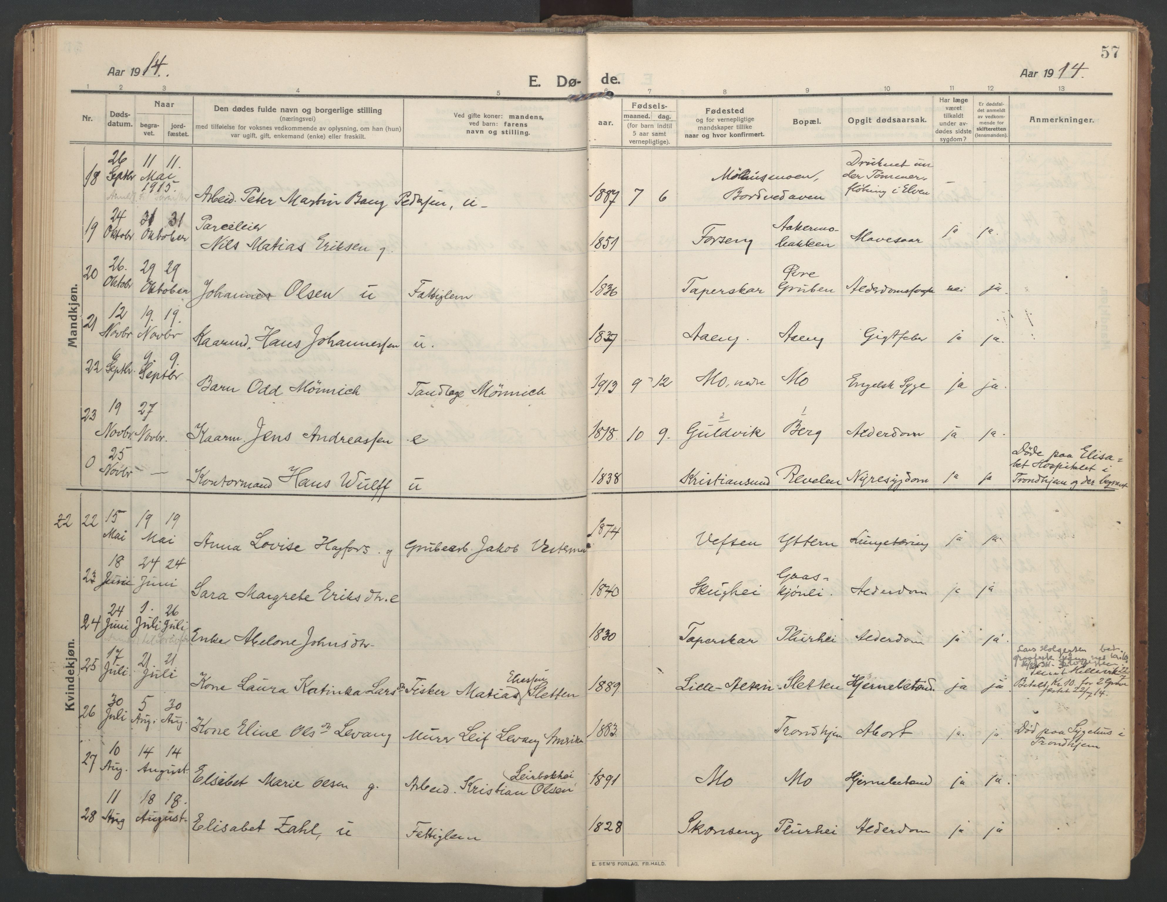 Ministerialprotokoller, klokkerbøker og fødselsregistre - Nordland, SAT/A-1459/827/L0405: Parish register (official) no. 827A17, 1912-1925, p. 57