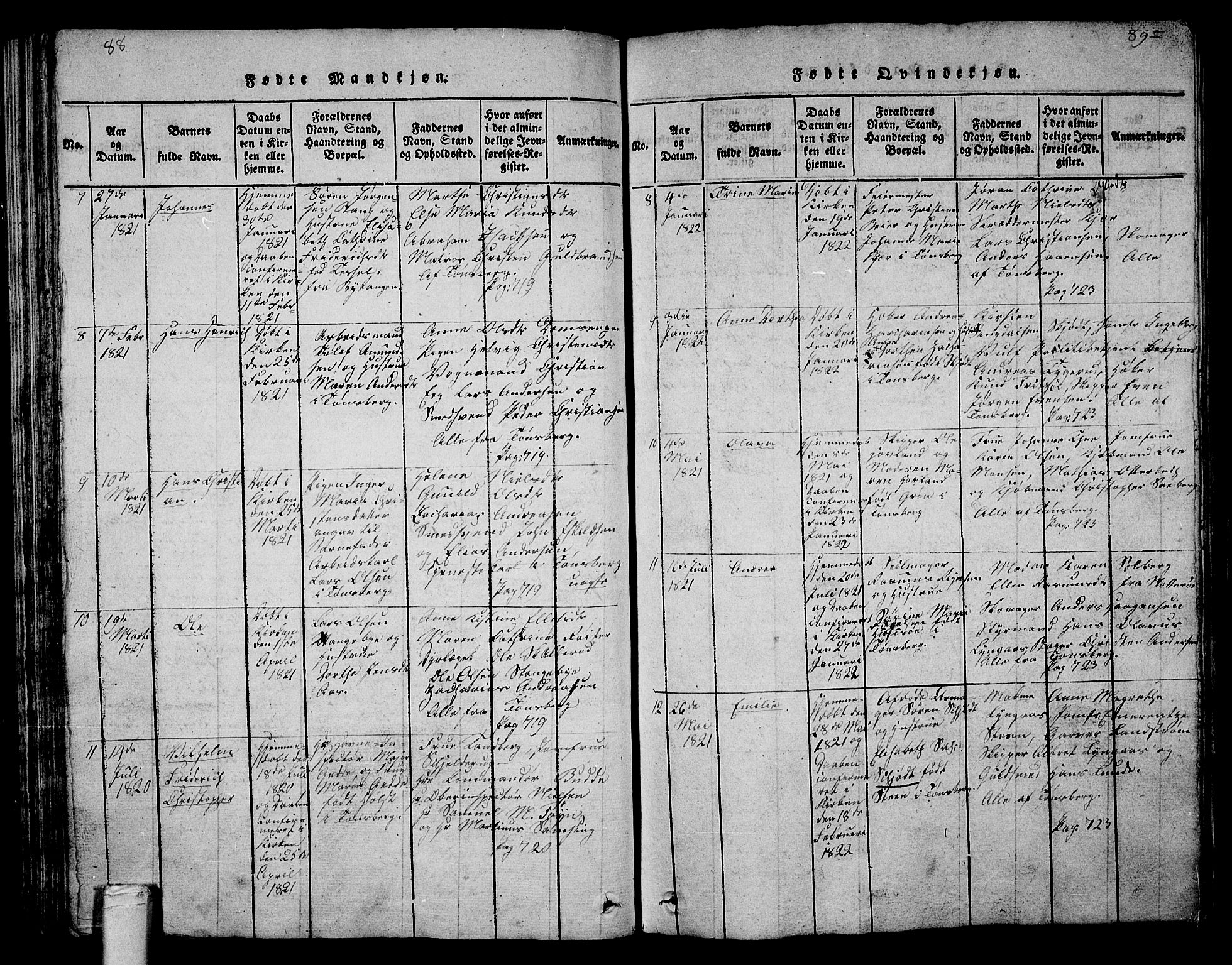 Tønsberg kirkebøker, SAKO/A-330/G/Ga/L0001: Parish register (copy) no. 1, 1813-1826, p. 88-89