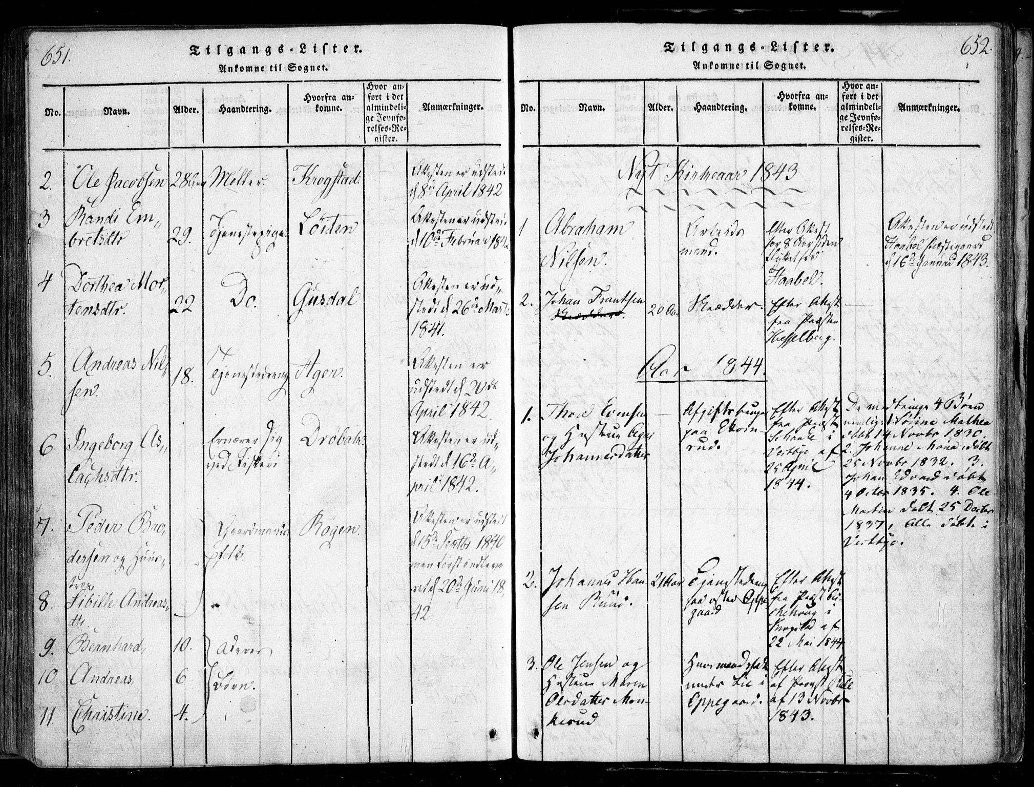 Nesodden prestekontor Kirkebøker, SAO/A-10013/F/Fa/L0006: Parish register (official) no. I 6, 1814-1847, p. 651-652