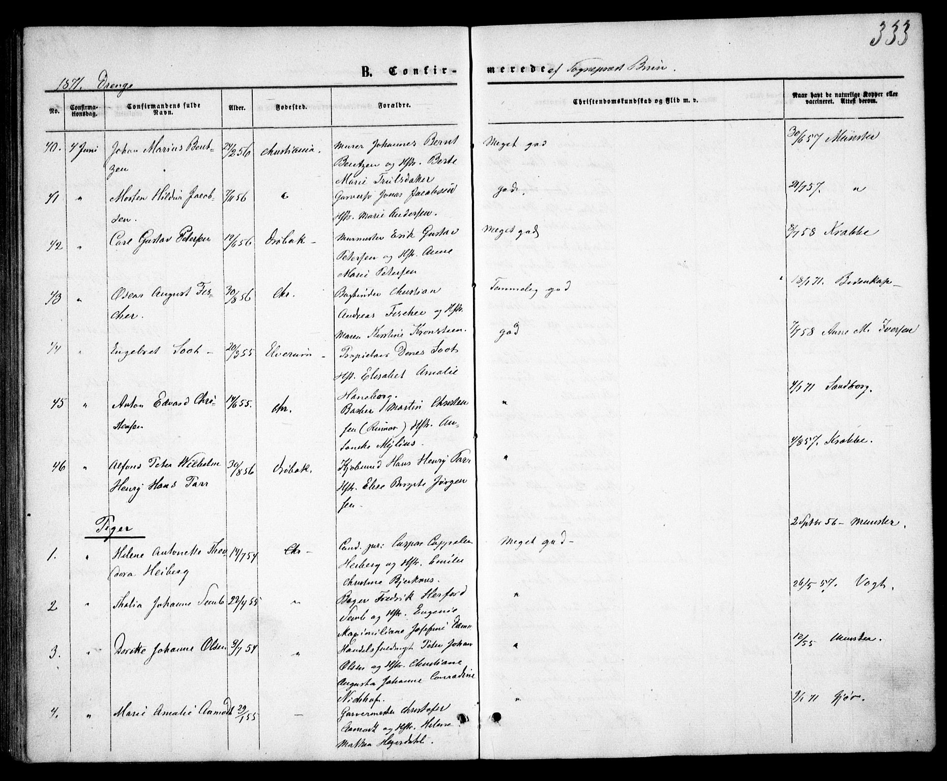 Trefoldighet prestekontor Kirkebøker, AV/SAO-A-10882/F/Fb/L0001: Parish register (official) no. II 1, 1858-1871, p. 333