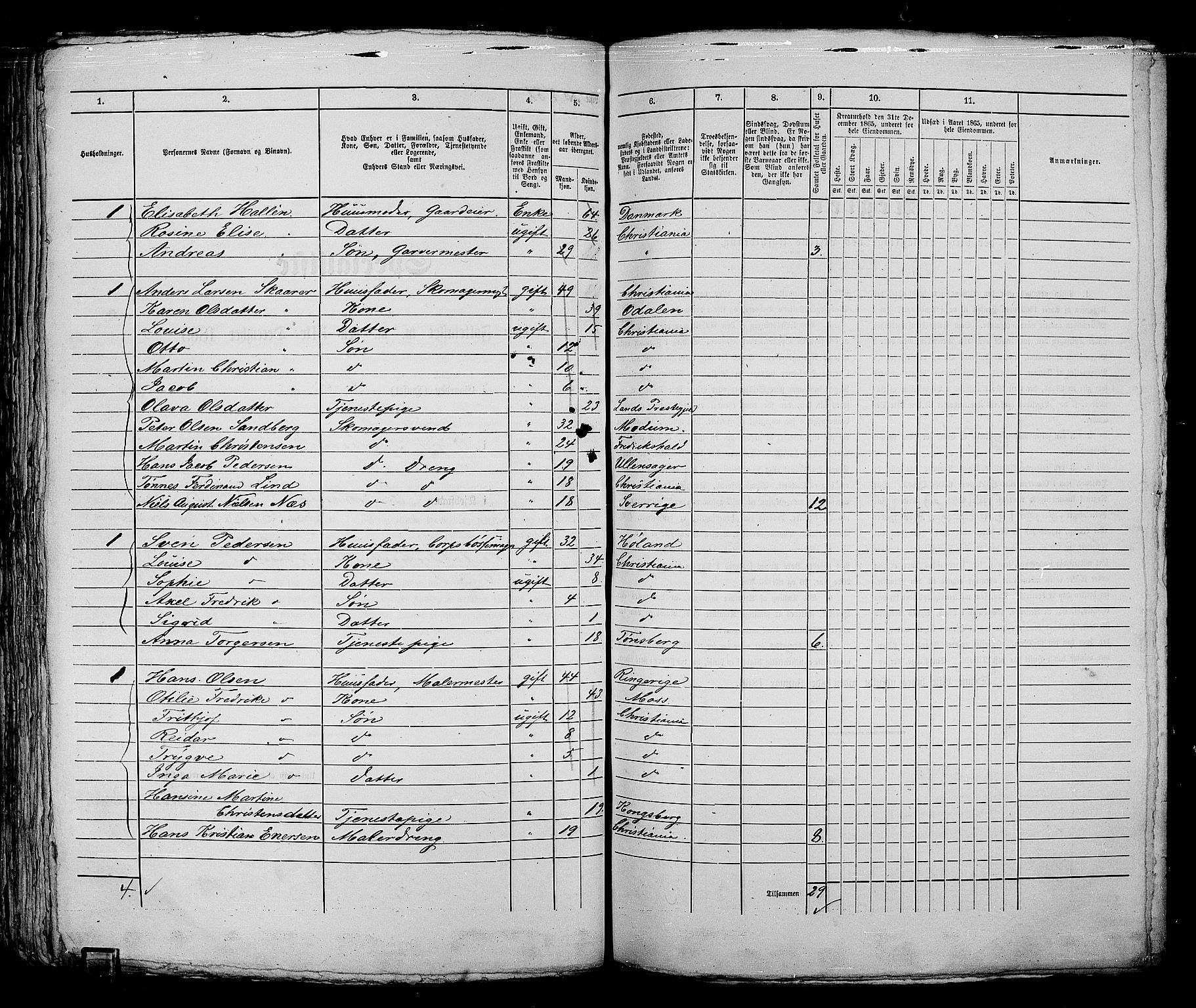 RA, 1865 census for Kristiania, 1865, p. 1995