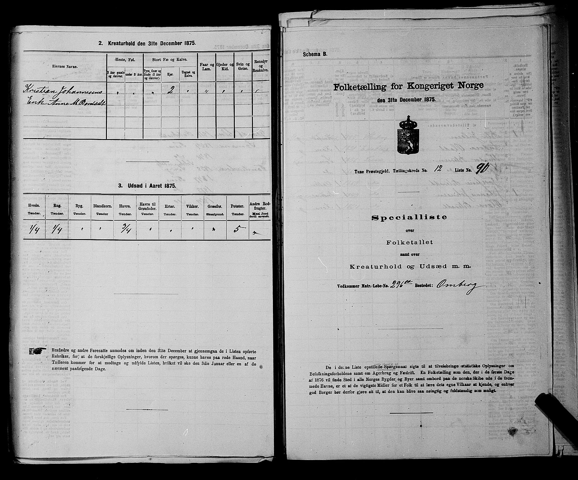 RA, 1875 census for 0130P Tune, 1875, p. 2053