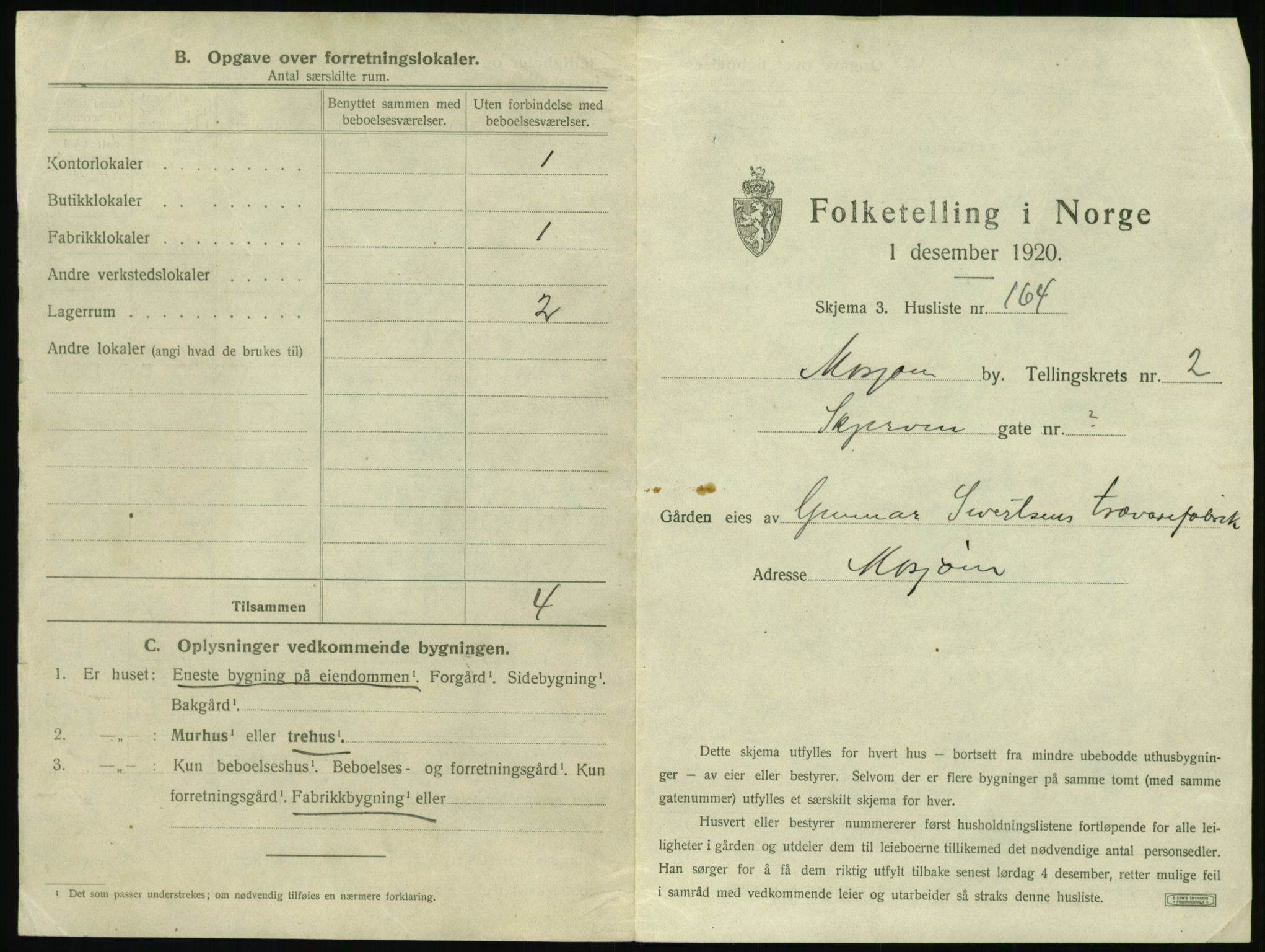 SAT, 1920 census for Mosjøen, 1920, p. 694