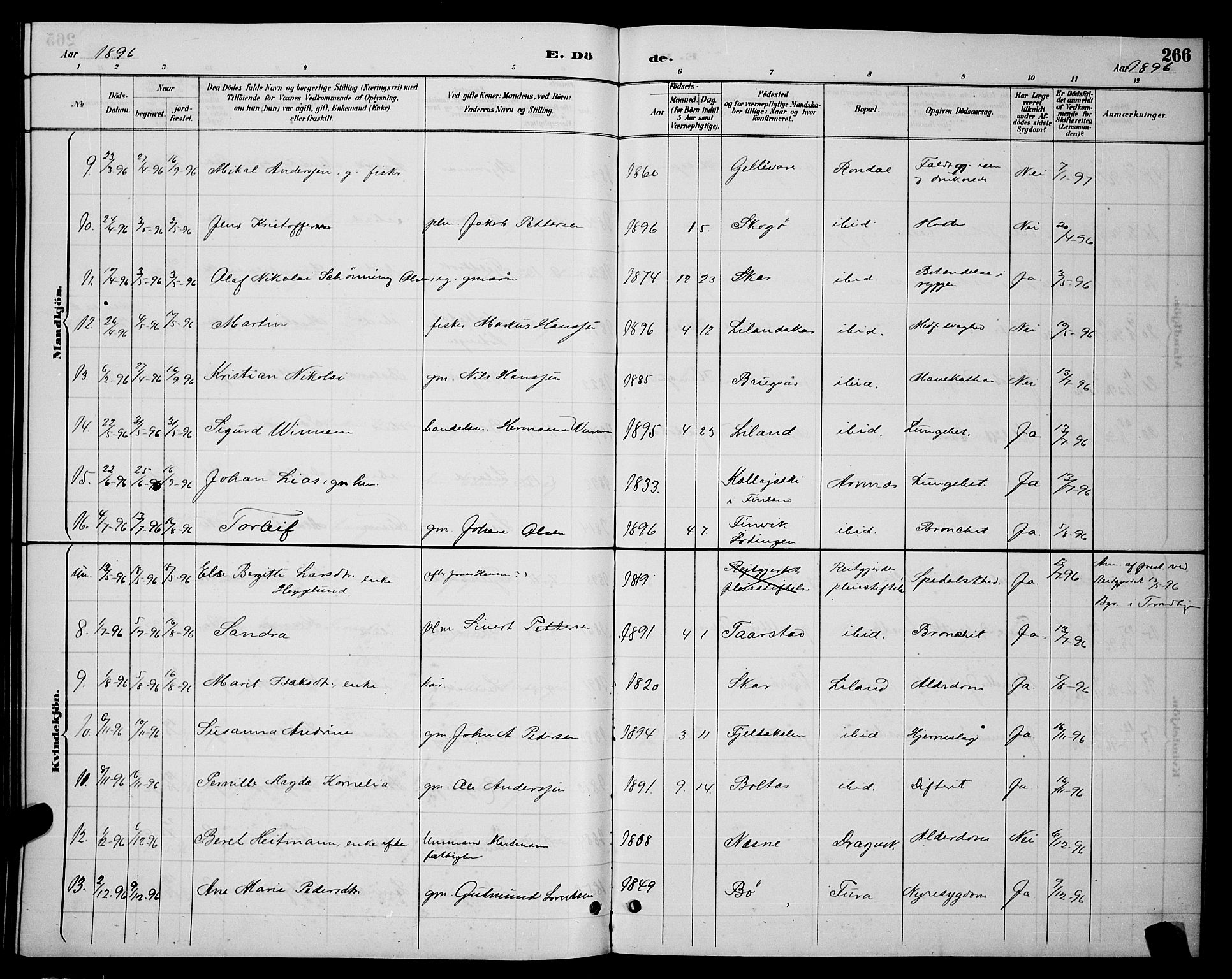 Ministerialprotokoller, klokkerbøker og fødselsregistre - Nordland, AV/SAT-A-1459/863/L0914: Parish register (copy) no. 863C04, 1886-1897, p. 266