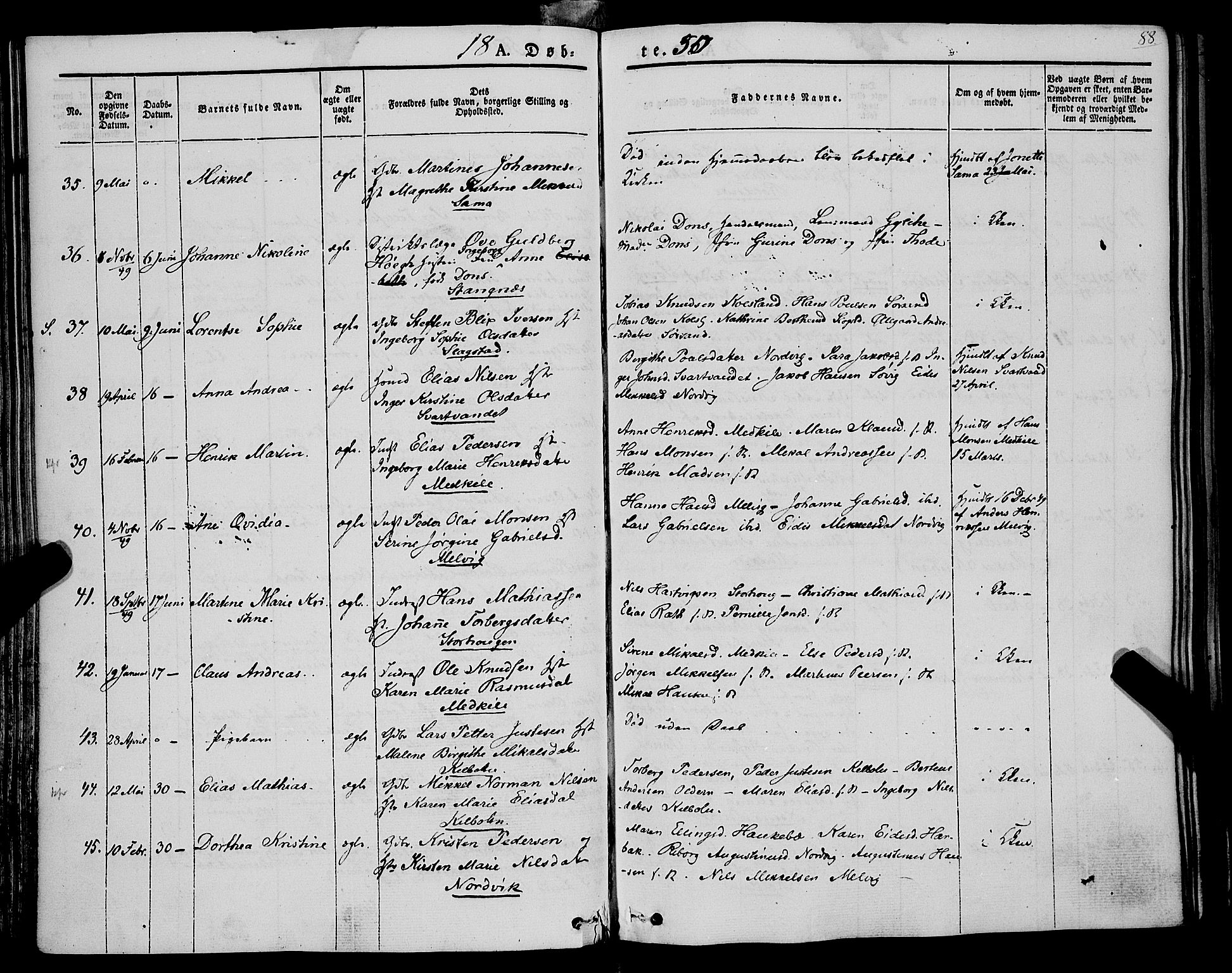 Trondenes sokneprestkontor, SATØ/S-1319/H/Ha/L0009kirke: Parish register (official) no. 9, 1841-1852, p. 88