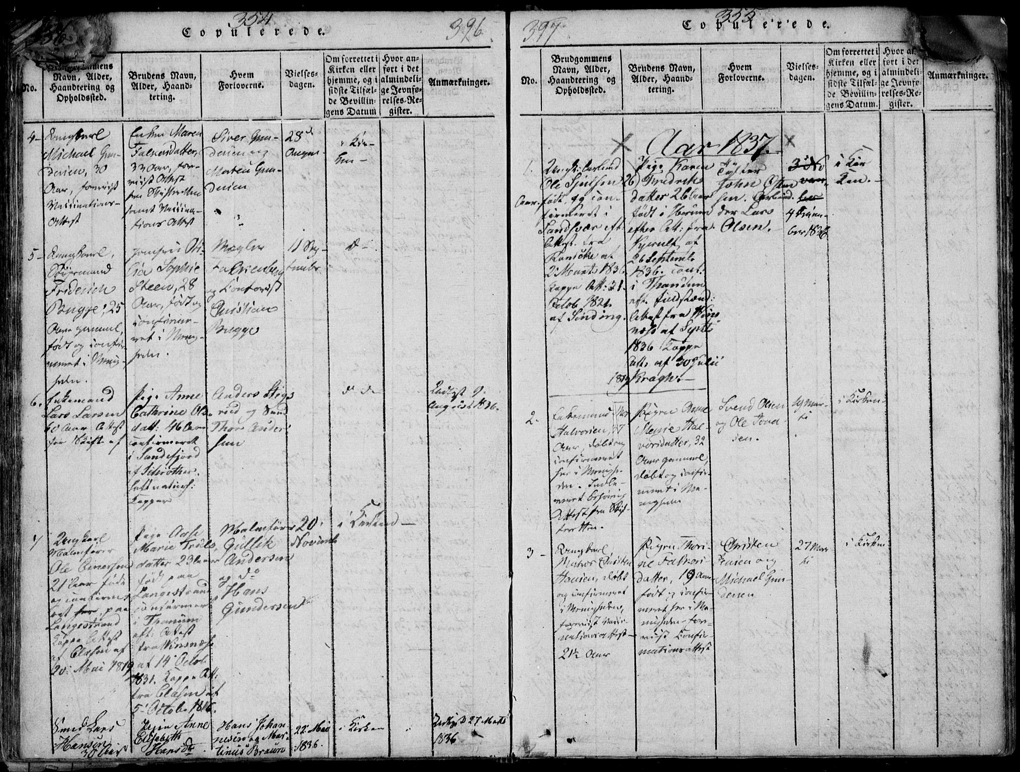 Larvik kirkebøker, AV/SAKO-A-352/F/Fb/L0002: Parish register (official) no. II 2, 1818-1842, p. 354-355