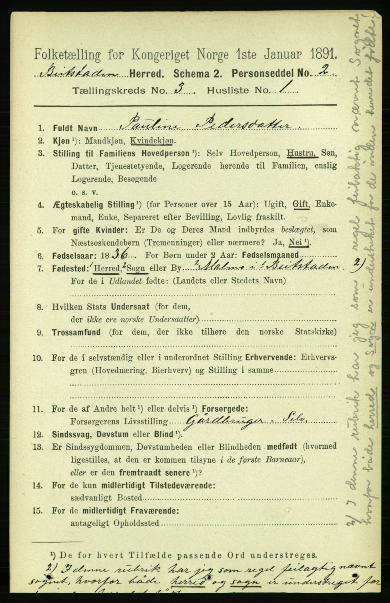 RA, 1891 census for 1727 Beitstad, 1891, p. 722