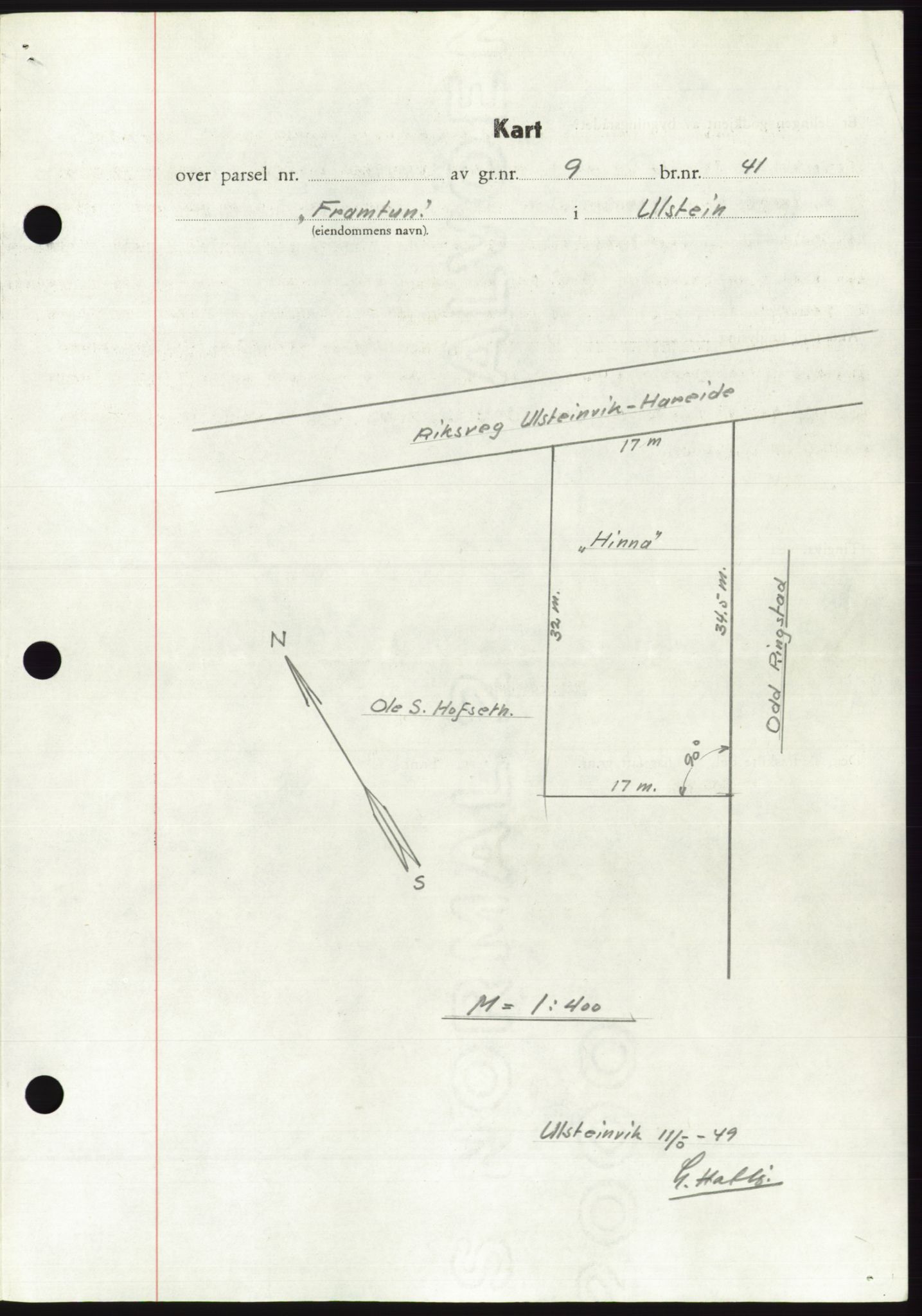 Søre Sunnmøre sorenskriveri, AV/SAT-A-4122/1/2/2C/L0084: Mortgage book no. 10A, 1949-1949, Diary no: : 857/1949