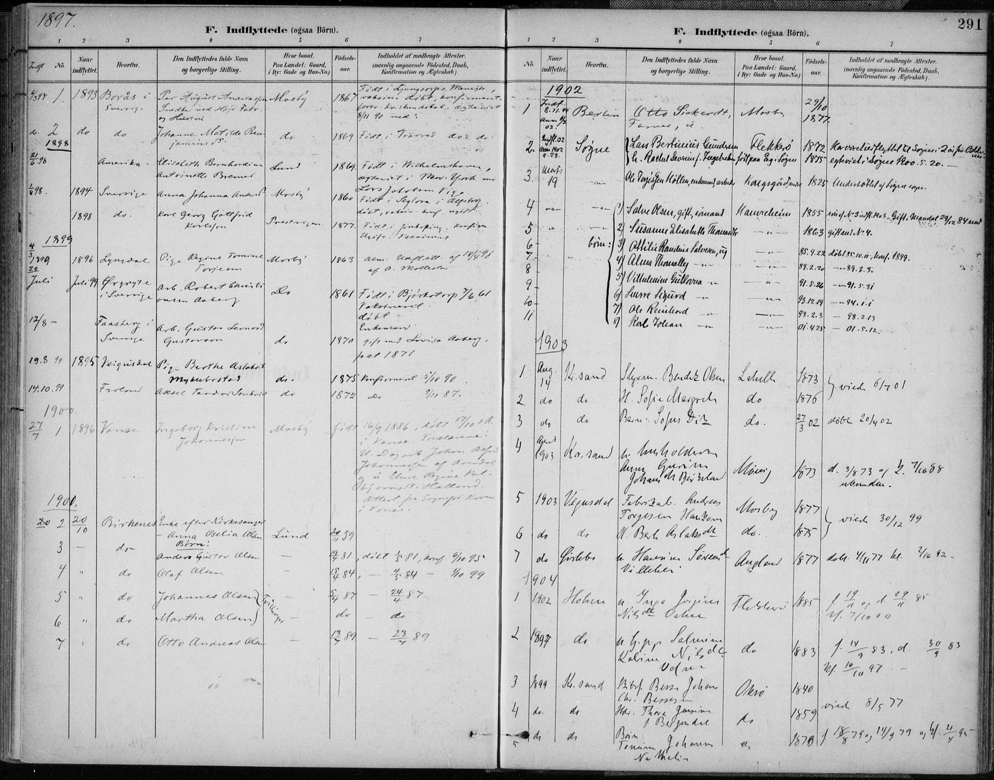 Oddernes sokneprestkontor, AV/SAK-1111-0033/F/Fa/Faa/L0010: Parish register (official) no. A 10, 1897-1911, p. 291