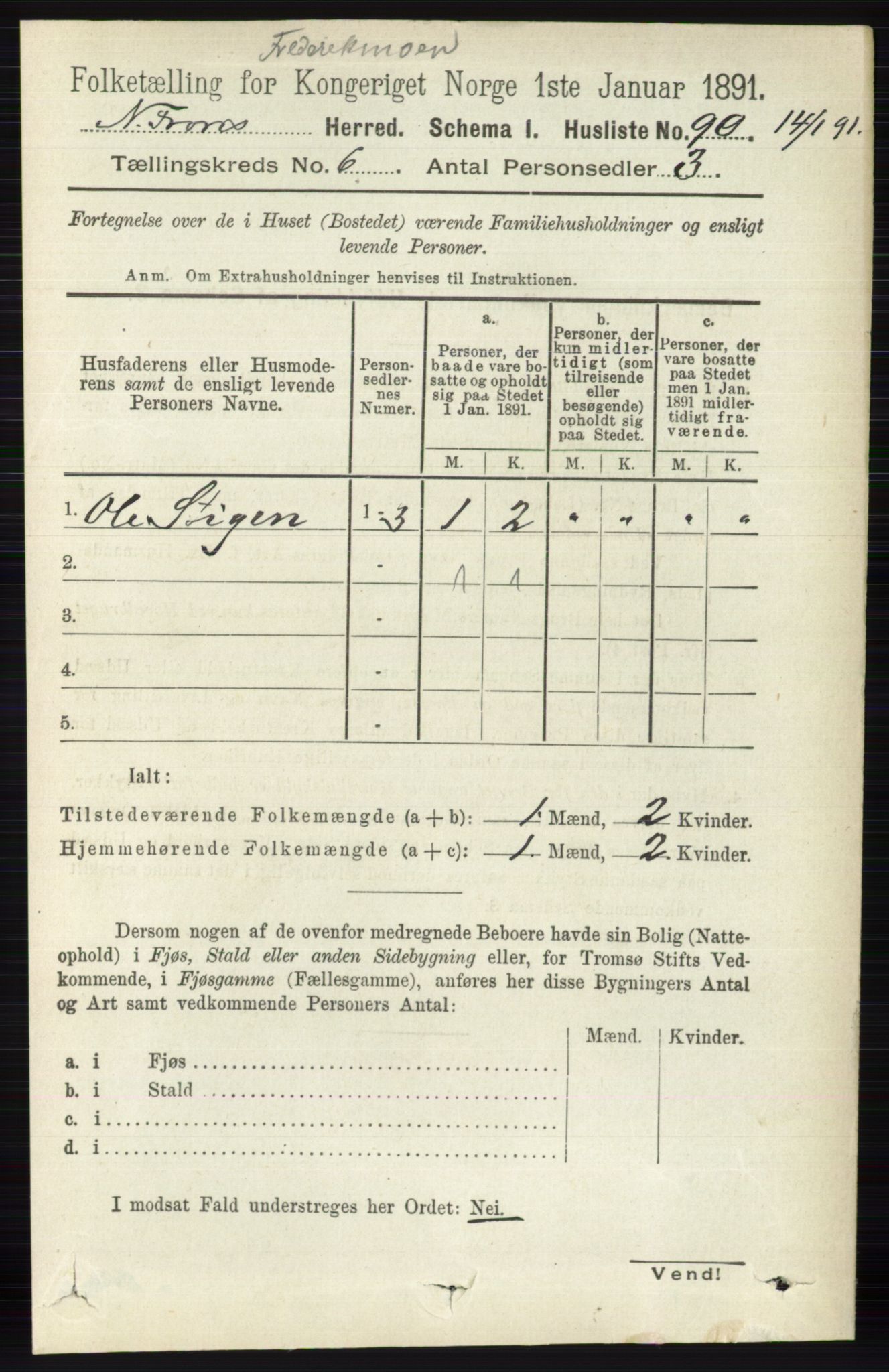 RA, 1891 census for 0518 Nord-Fron, 1891, p. 2255