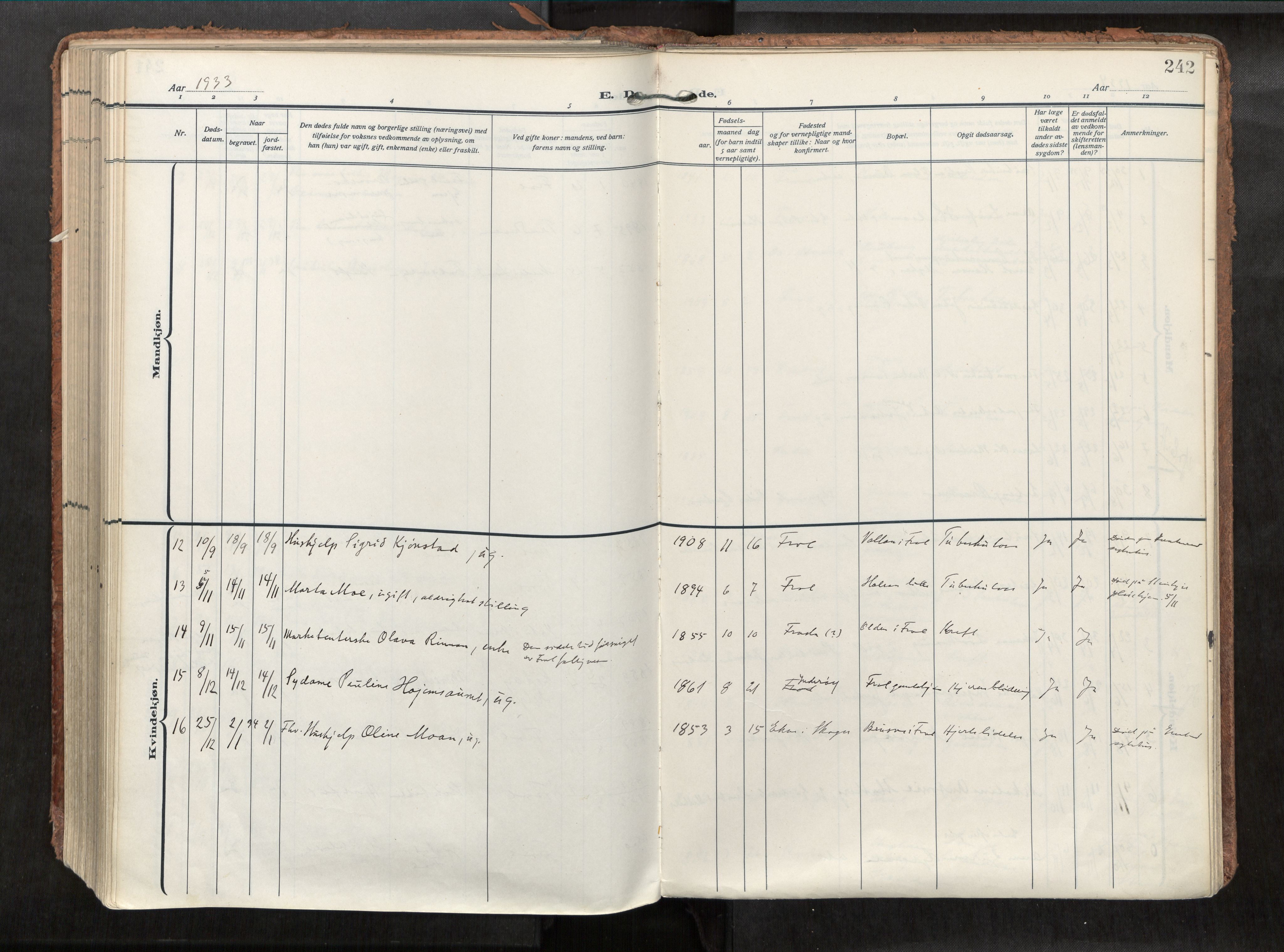 Levanger sokneprestkontor, SAT/A-1301/2/H/Haa/L0002: Parish register (official) no. 2, 1912-1935, p. 242