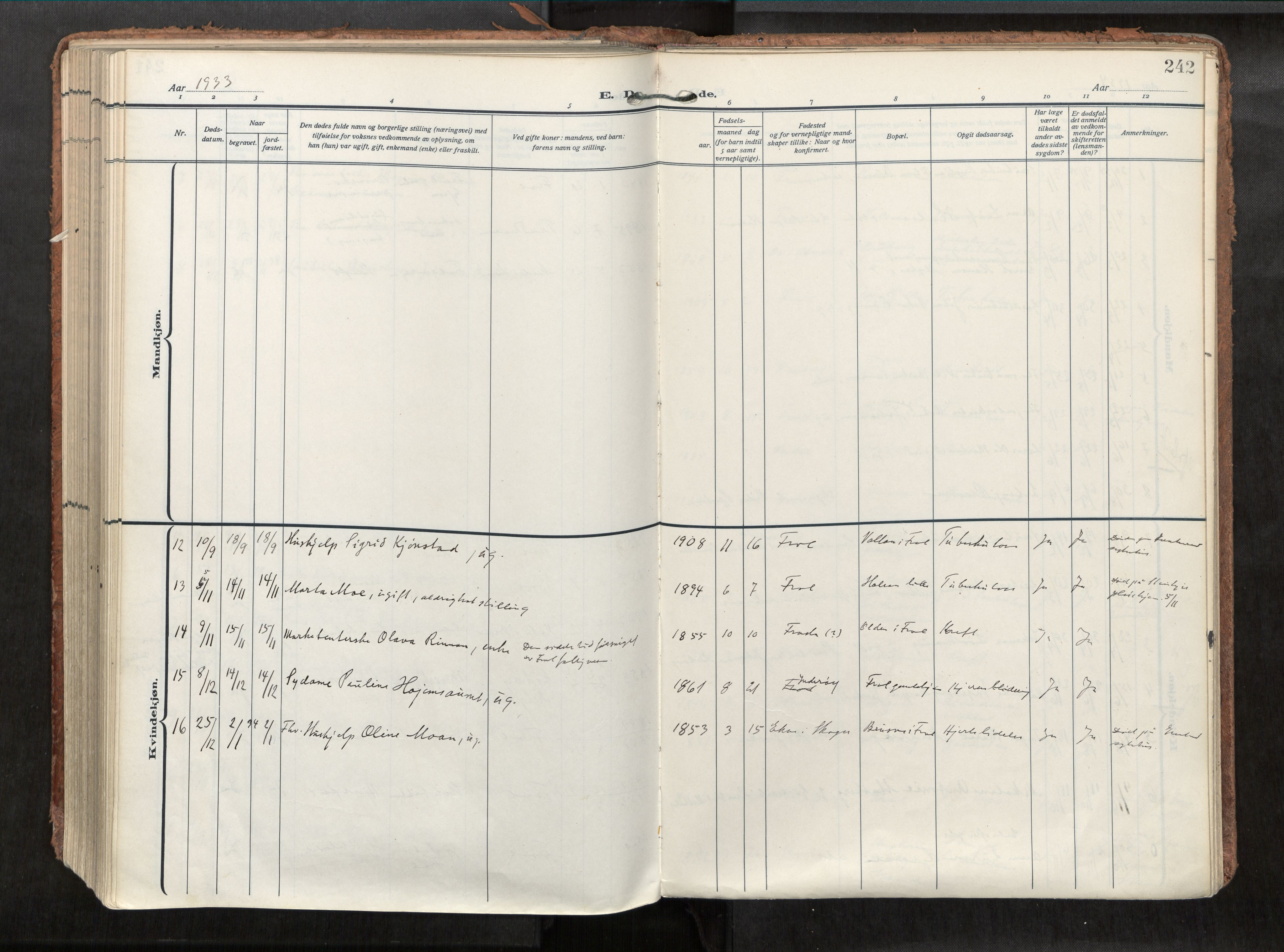 Levanger sokneprestkontor, AV/SAT-A-1301/2/H/Haa/L0002: Parish register (official) no. 2, 1912-1935, p. 242