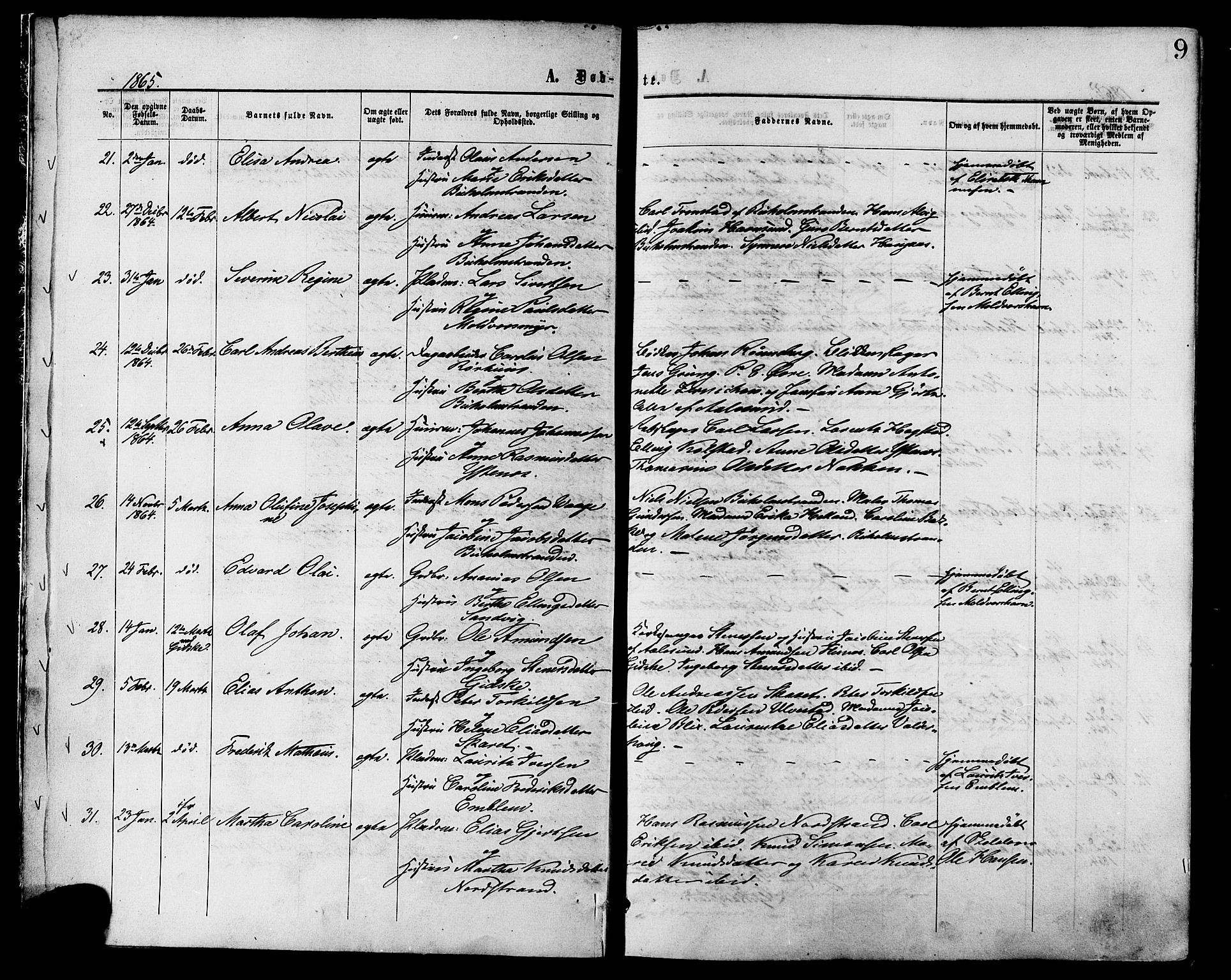 Ministerialprotokoller, klokkerbøker og fødselsregistre - Møre og Romsdal, AV/SAT-A-1454/528/L0399: Parish register (official) no. 528A10, 1864-1879, p. 9