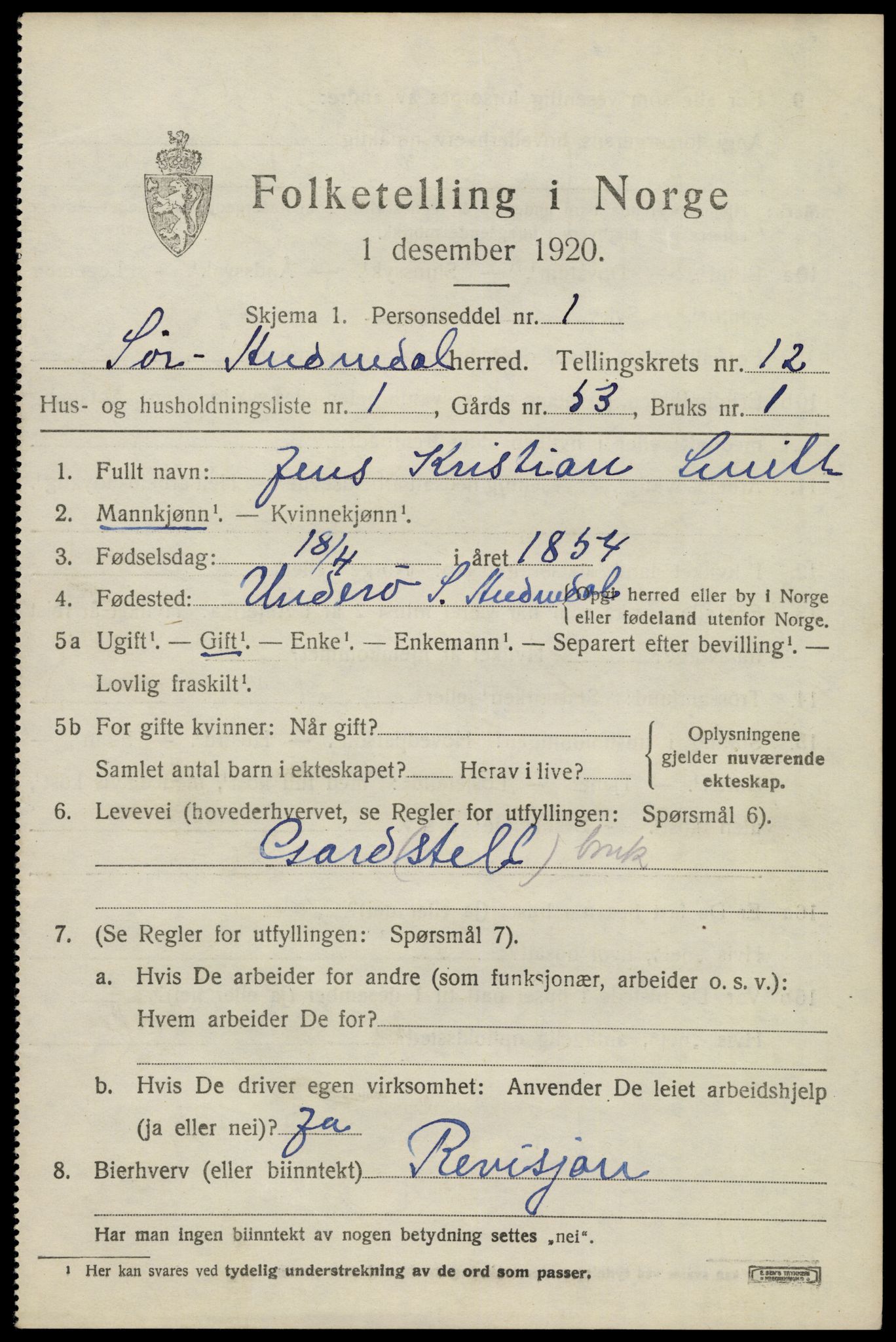 SAK, 1920 census for Sør-Audnedal, 1920, p. 4523