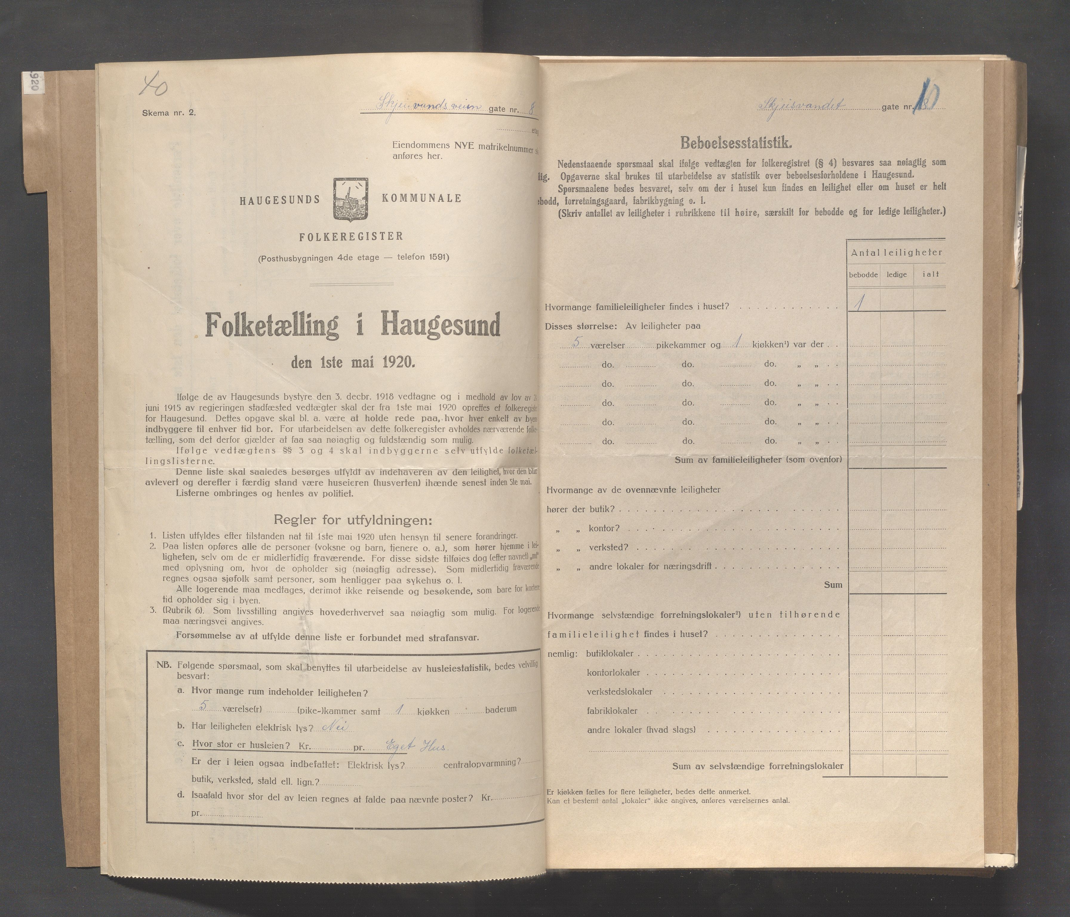 IKAR, Local census 1.5.1920 for Haugesund, 1920, p. 3723