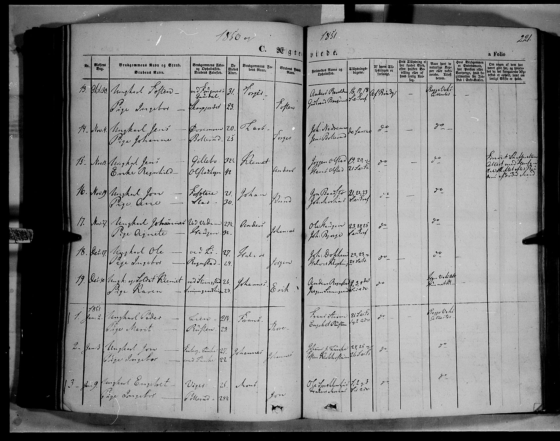 Øyer prestekontor, SAH/PREST-084/H/Ha/Haa/L0005: Parish register (official) no. 5, 1842-1857, p. 221