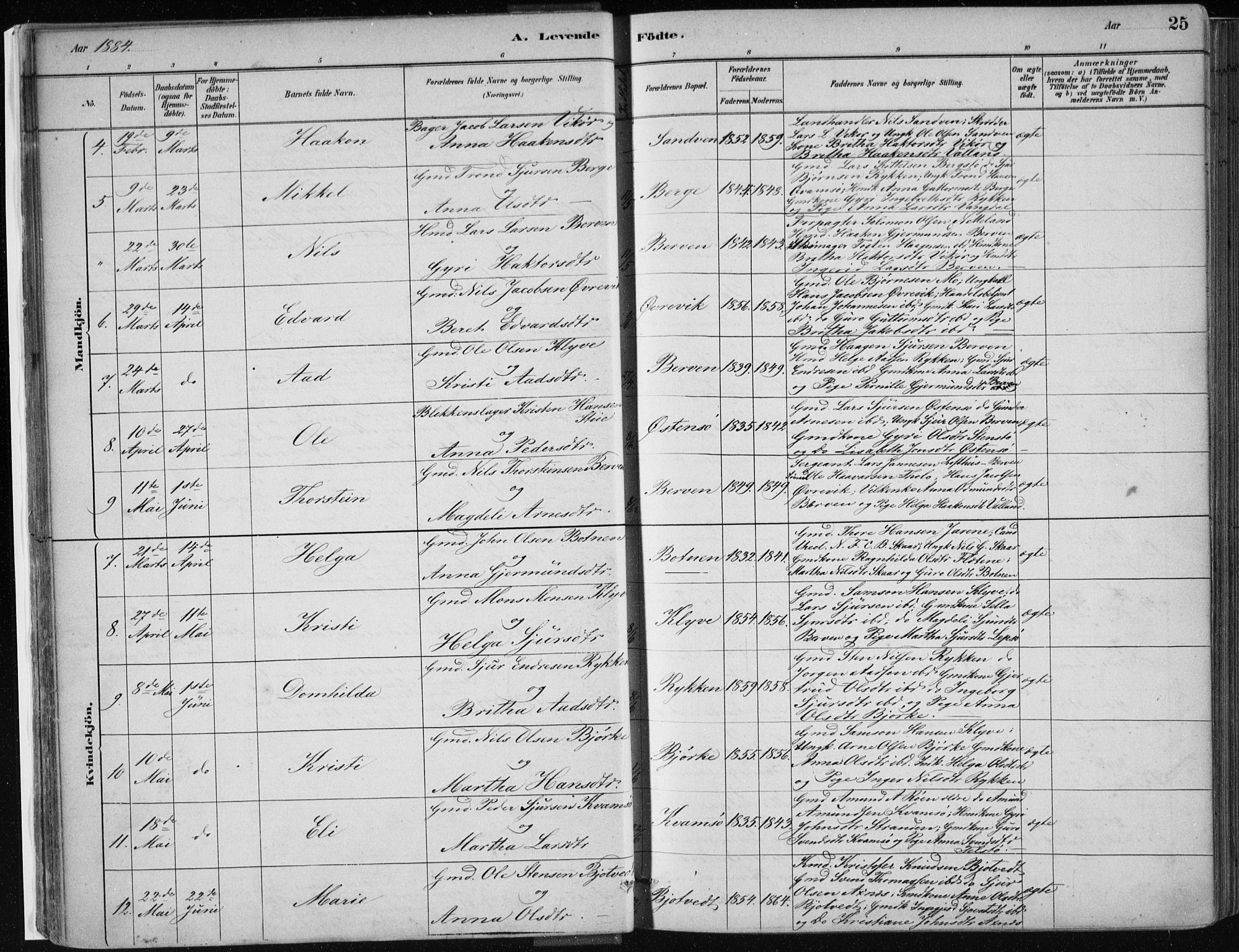 Kvam sokneprestembete, SAB/A-76201/H/Haa: Parish register (official) no. C  1, 1880-1906, p. 25